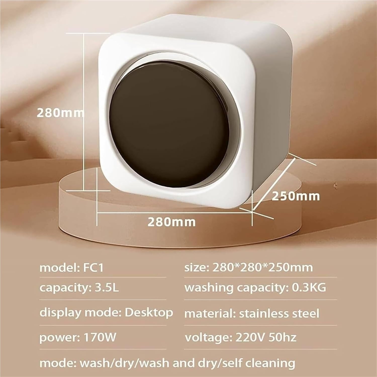 Portable Clothes Washing Machines, Wall Mounted Mini Washing Machine with LCD Control Panel, 2 in 1 Washer and Dryer Combo, Washing Capacity 0.3kg for Small Clothes, Underwear or Socks.(Desktop)
