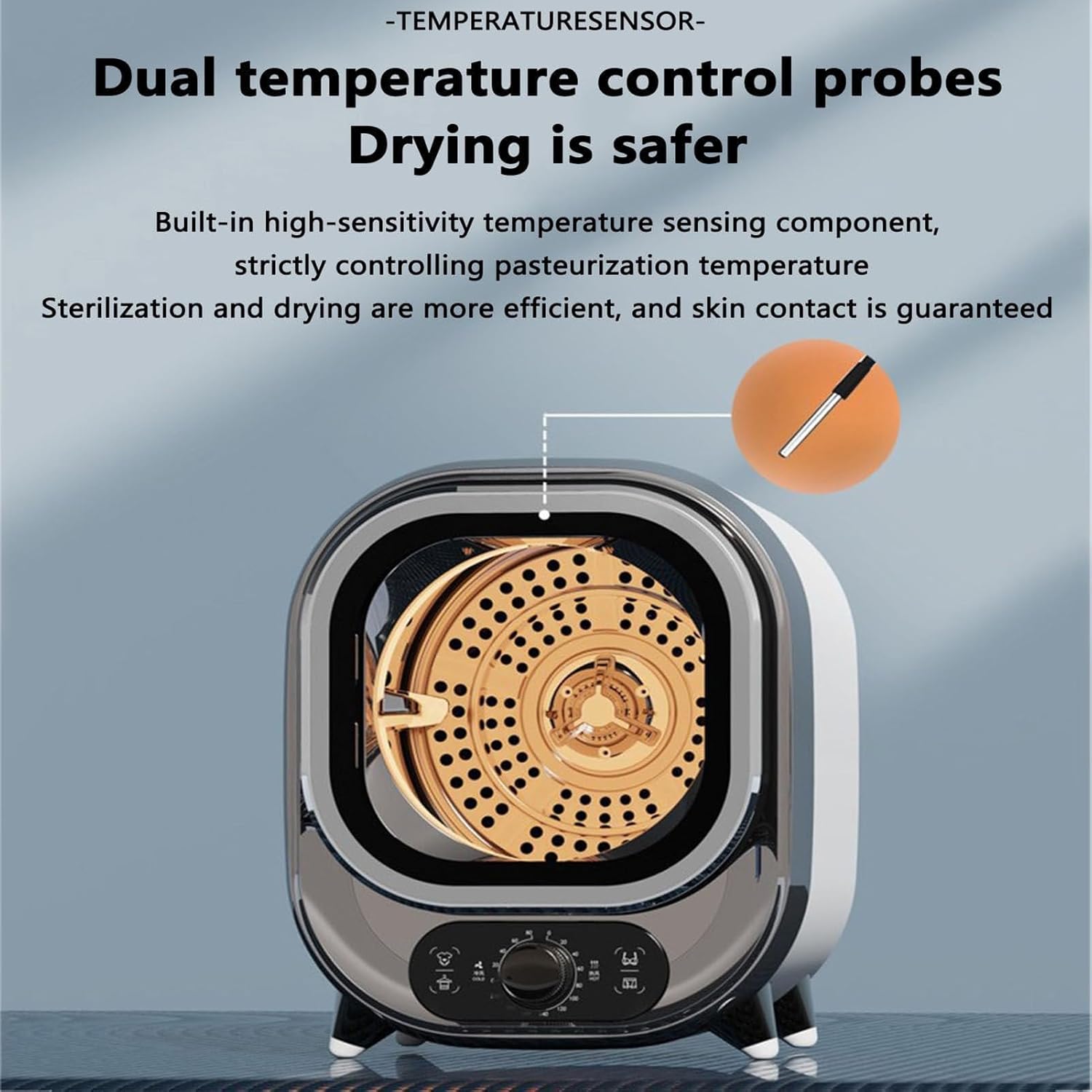 Small Portable Condenser Tumble Dryer with Stainless Steel Tub,Compact Portable Tumble Condenser Dryer,0.8kg Load Capacity for Home, Apartments and RVs Compact and Lightweight for Small Spaces(C)