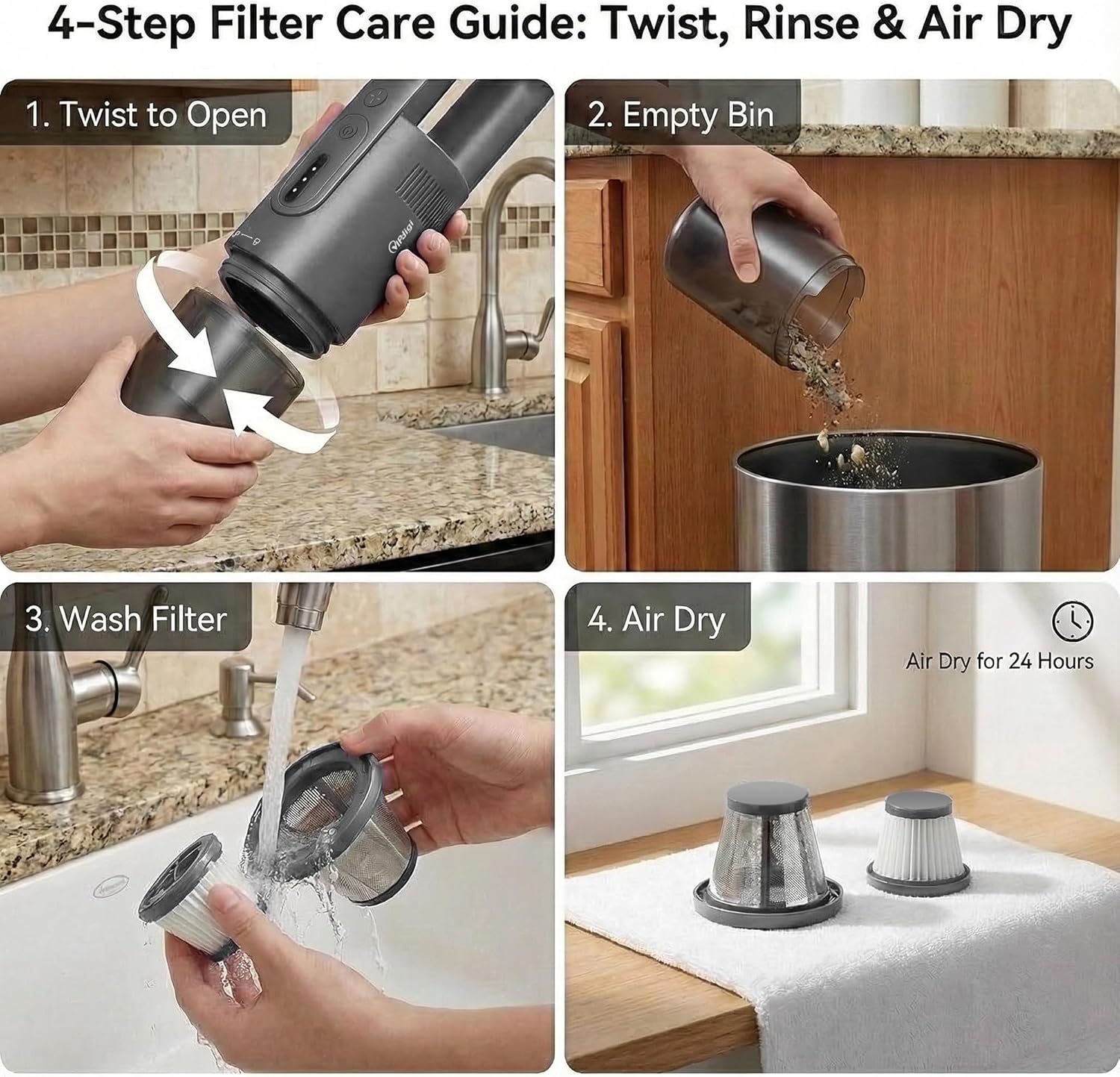 Handheld Vacuum Cordless, 5-in-1 Car Vacuum Portable Cordless 30 Mins Rapid Rechargeable Hand Vacuum Brushless Motor 19000Pa Strong Suction, Dust Busters for Car Home with 4 Nozzles, Gray