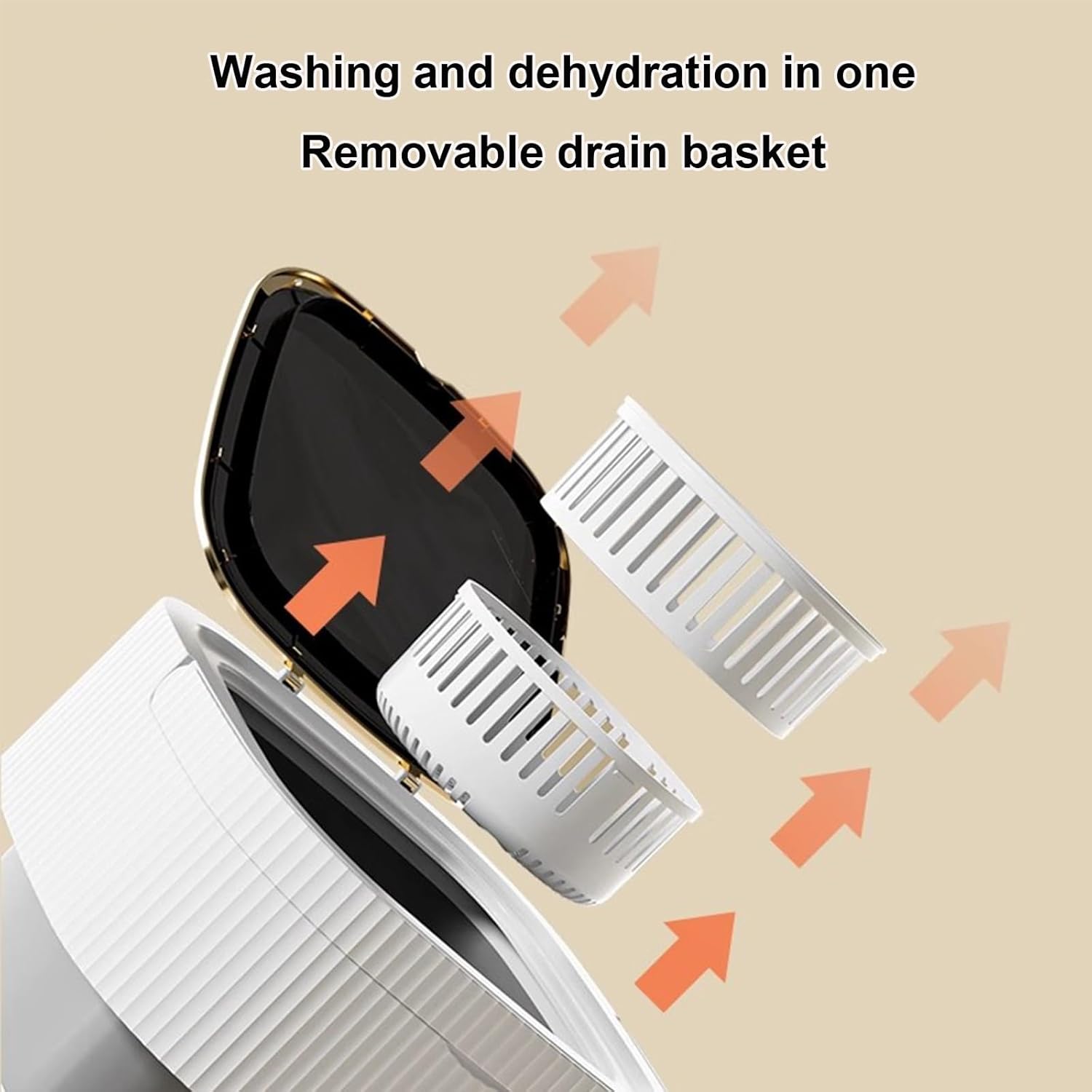 Portable Mini Washing Machine, 16L Small Foldable Washer with Dehydration, Large Capacity Folding, for Baby Clothes Socks Underwear, Apartment Dorm Camping Travel(Brown)