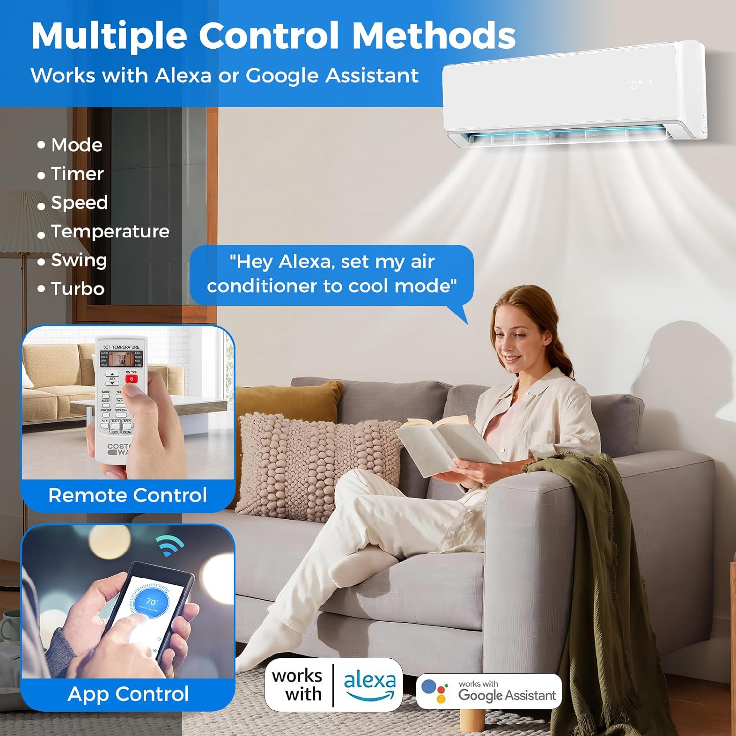 ARLIME 12000 BTU Wifi Enabled Mini Split Air Conditioner & Heater, 22 SEER2 208-230V Inverter AC Unit Cools Rooms up to 750 Sq. Ft, Energy Efficient Split Wall AC w/Heat Pump & Installation Kit