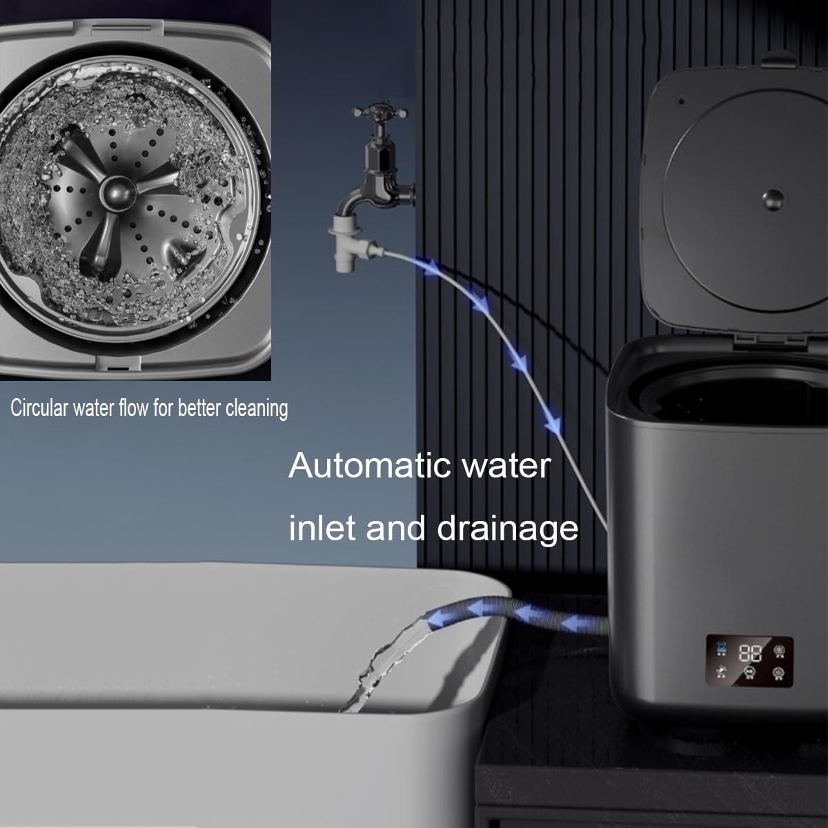 2 In 1 Small Washers 10L Convenience And Efficiency 27X27X30cm Mini Portable Washing Machine For Travel Home, Dorm, Apartment, RV, Camping