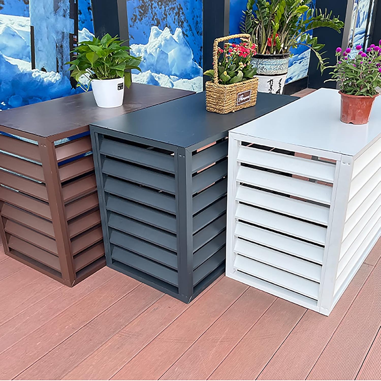 Aluminum Air Conditioner and Heat Pump Cover, Outdoor Plant Display Rack Storage Shelf, Mini Split Air Conditioner Cover for Outside Units, Outdoor Condenser Protective Cover Prevents Foliag