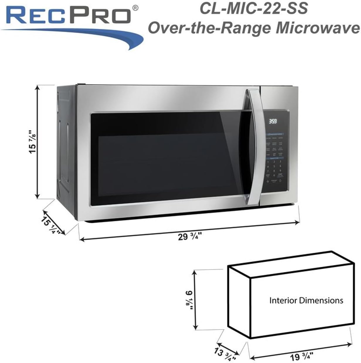 High Pointe Over the Range 1.9 Cu. Ft. Microwave | Stainless Steel Finish | 13.6