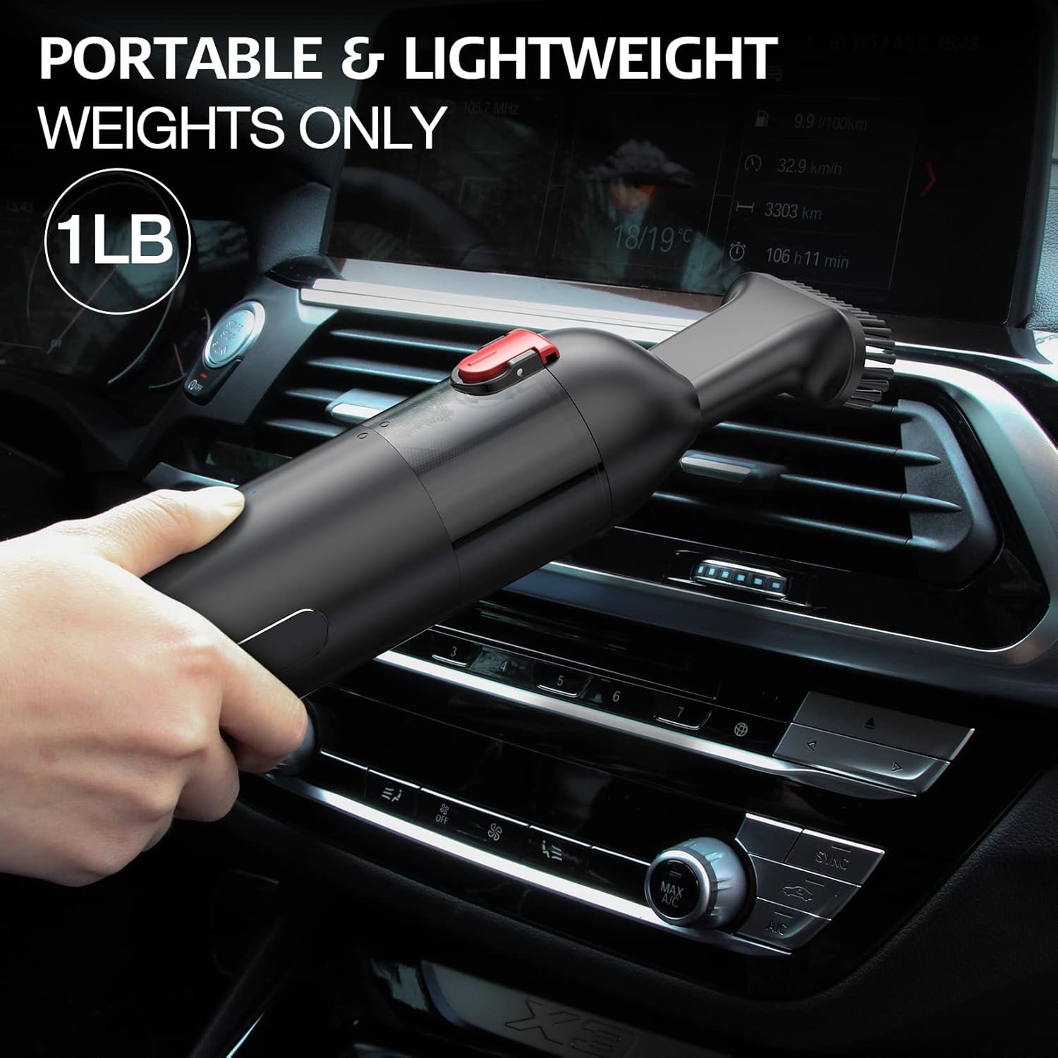 Shop-Vac Handheld Vacuum Cordless, 13000Pa Suction Power, 100W Brushless Motor, Mini Vacuum Cleaner with LED Light, Rechargeable Battery and Attachments, for Home, Office and Car