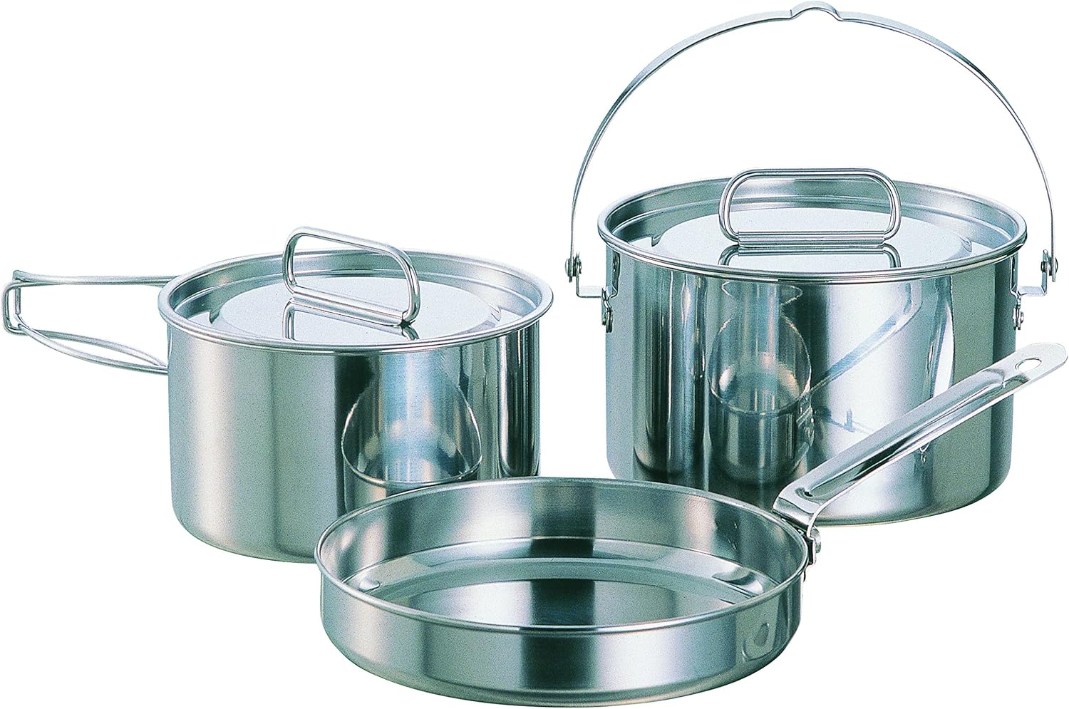 Captain Stag UY-7033 Cooker Set, Stainless Steel Cooker, M Set, Stainless Steel, Made in Japan, Tsubamesanjo, Laguna, Silver