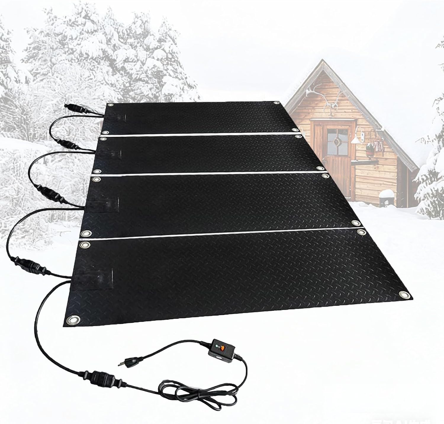 Snow Melting Mat for Entrances,Heated Non Slip Stair,Snow Melting Non-Slip Walkway Heated Outdoor Mat, 10x15In/30In/48In,for Stairs Steps Driveway Walkway Decks Sidewalks Connection