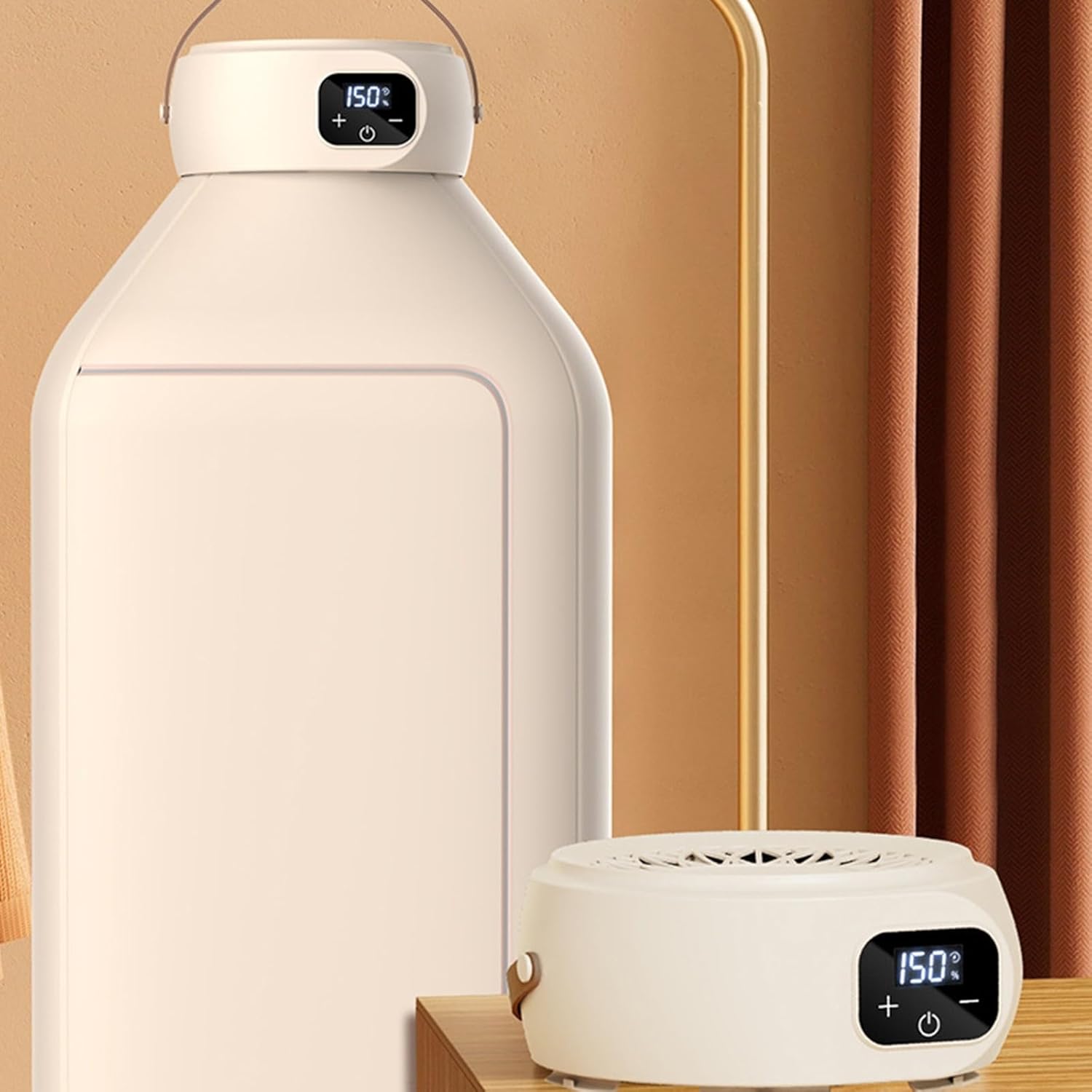 Portable Clothes Dryer, Mini Small Compact Foldable Quiet Fast-Drying Electric Machine with Adjustable Timer, Dryer Machine for Laundry Apartments and Travelling, Hotel Room (Beige)