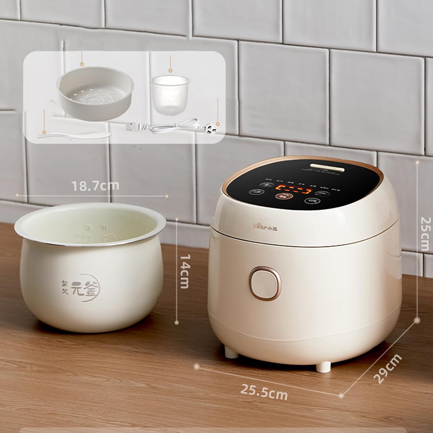Mini Rice Cooker, 4L Portable Multifunctional Food Quick Cooking Small Appliance with Nonstick Pan for Office, Dorm and University