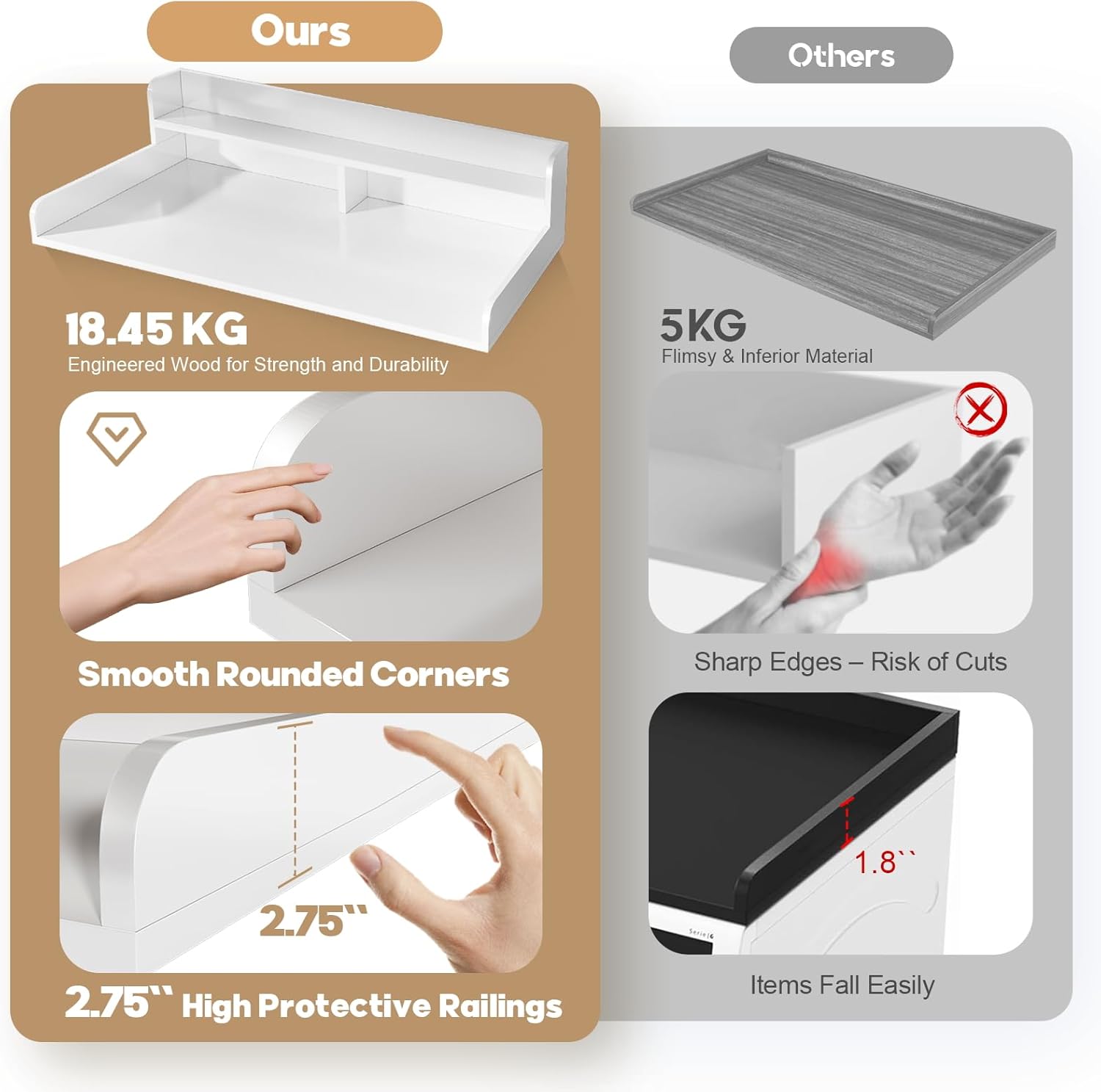 2-Tier Washer Dryer Countertop with 2.75