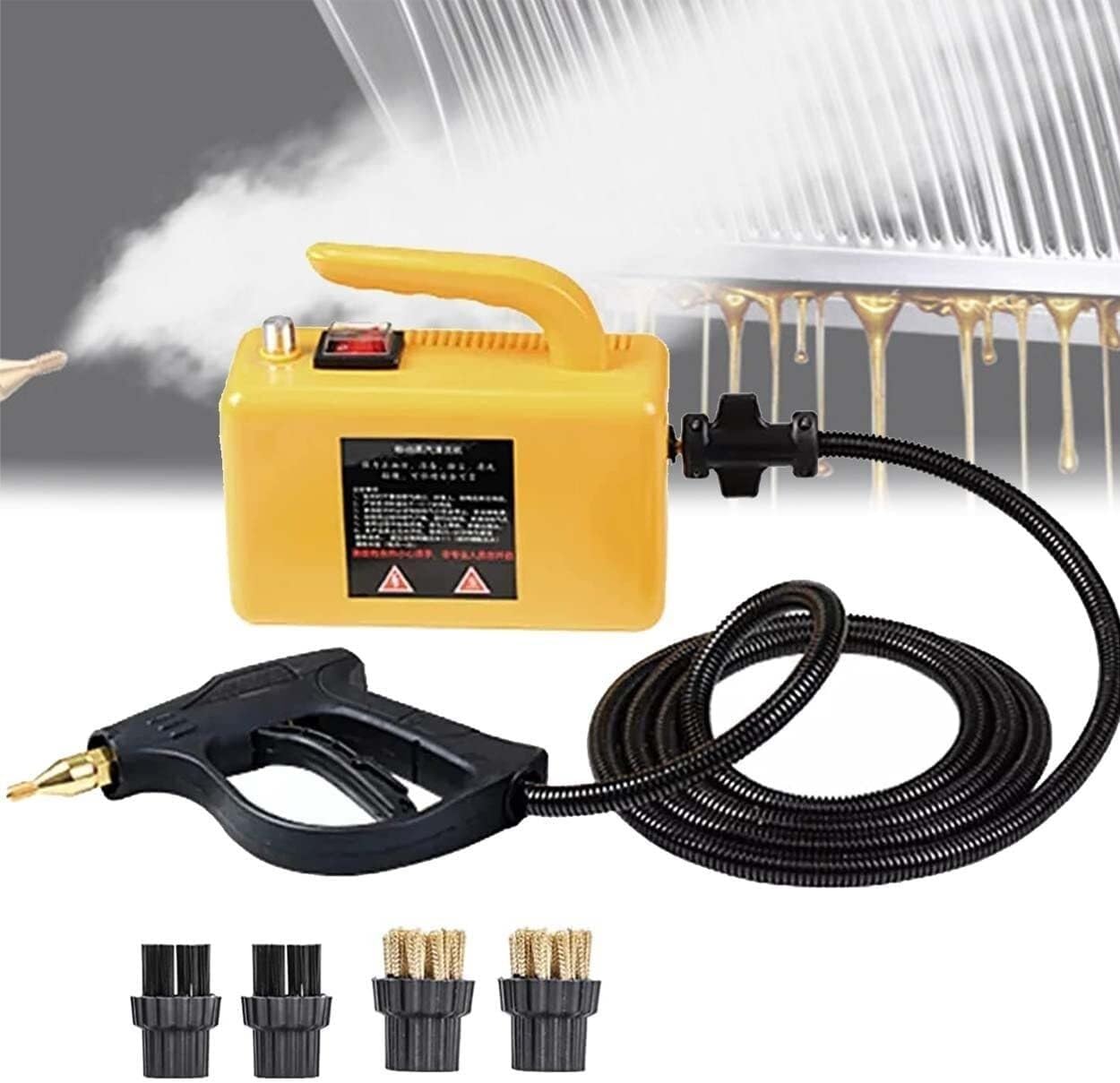 High Pressure Steam Cleaner, 1700W/2600W Handheld High Temp Portable Cleaning Machine, Powerful Steam Tool Upgraded No Built-in Water Tank Design for Kitchen, Restaurants, Car(1700W)