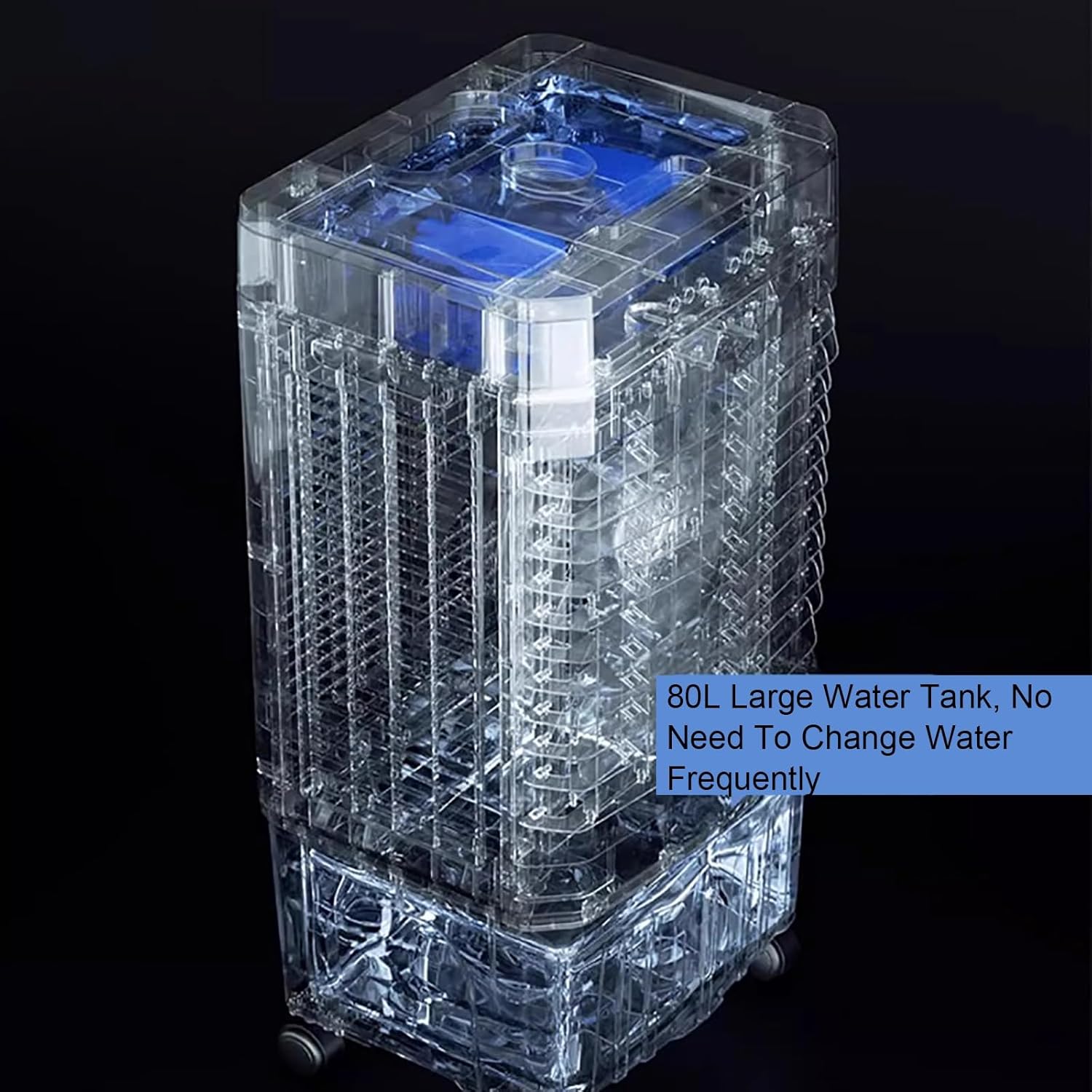 Evaporative Air Cooler with Remote, Evaporative Coolers, 120° Oscillating, 3 Speeds, 4 Ice Packs, Portable Swamp Cooler Air Conditioner(80x35x45 cm/31x14x18 in)