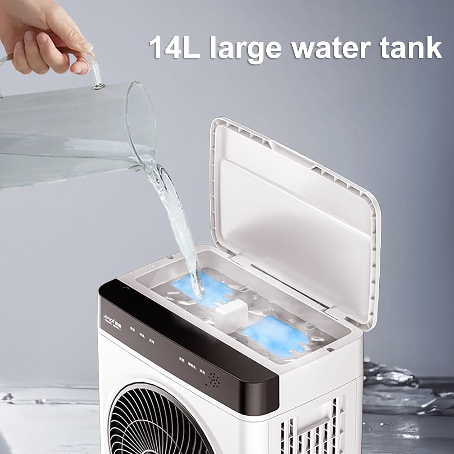 Swamp Cooler Air Conditioner, Evaporative Air Cooler, 14L/3 Gal Tank for Long Cooling, 3 Speeds, Auto Oscillating, 12H Timer, Remote, Water Cooling Fan for Home