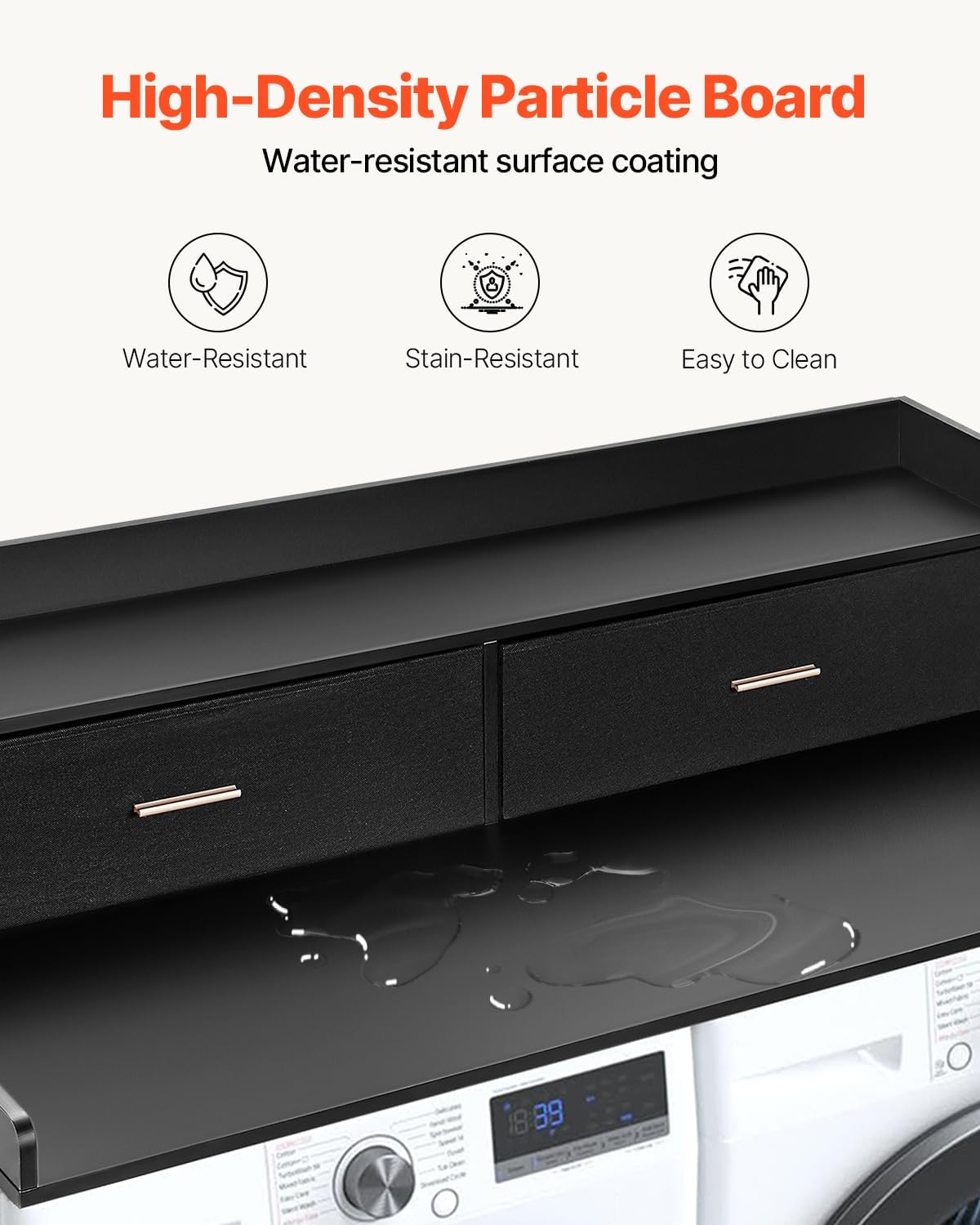 VEVOR 2 Drawers Washer Dryer Countertop with Shelf, 54