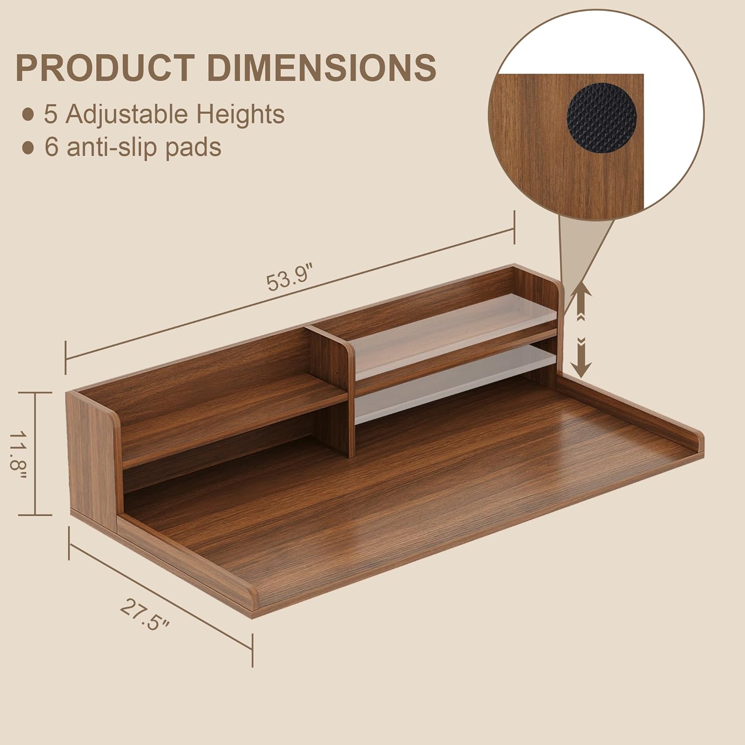 ChooChoo 2-Tier Washer Dryer Countertop with Adjustable Shelf, Spacious Laundry Room Storage for Folding Clothes and Efficient Organization, Walnut