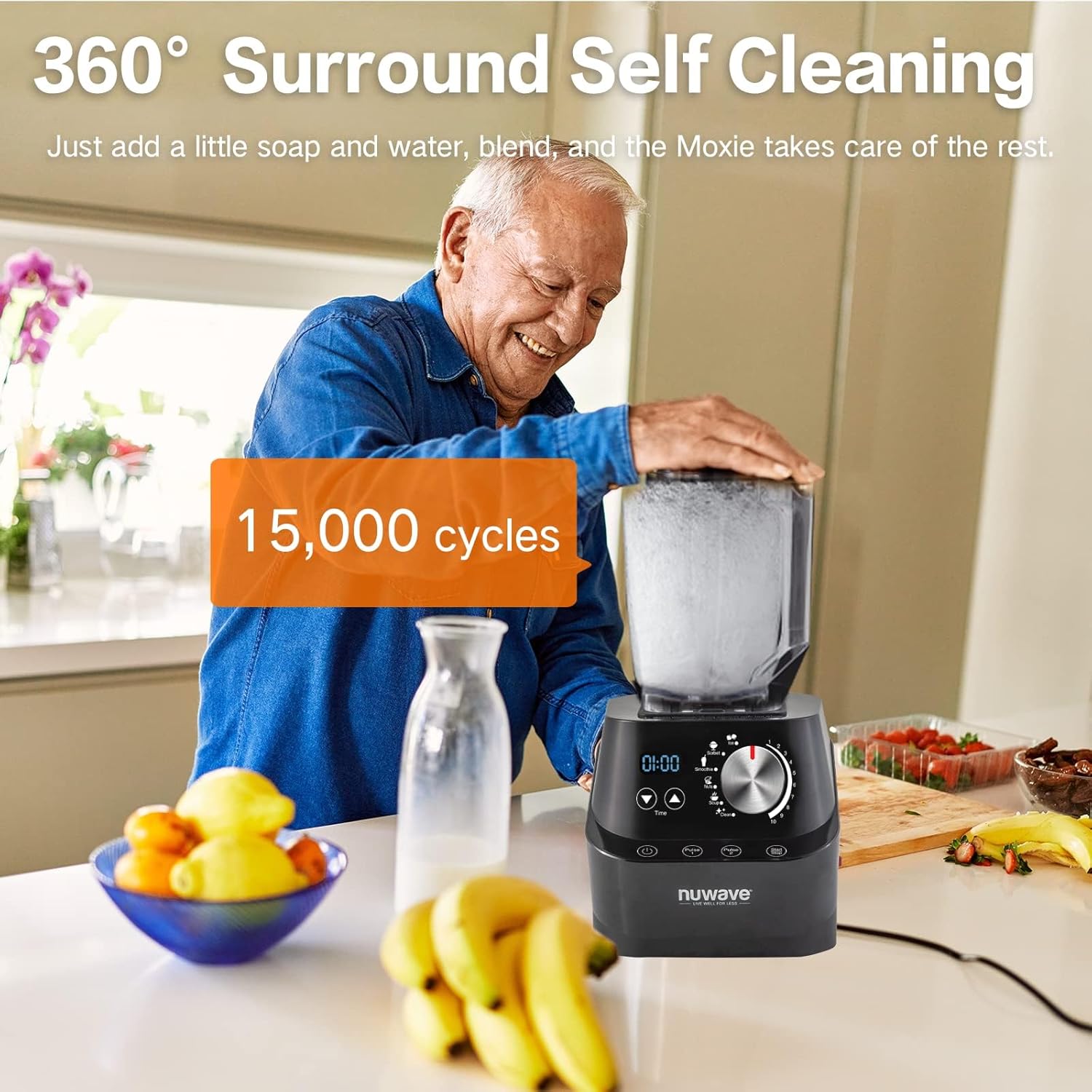 Nuwave Infinity Moxie 64oz Blender - Professional Grade, Self-Cleaning, BPA-Free