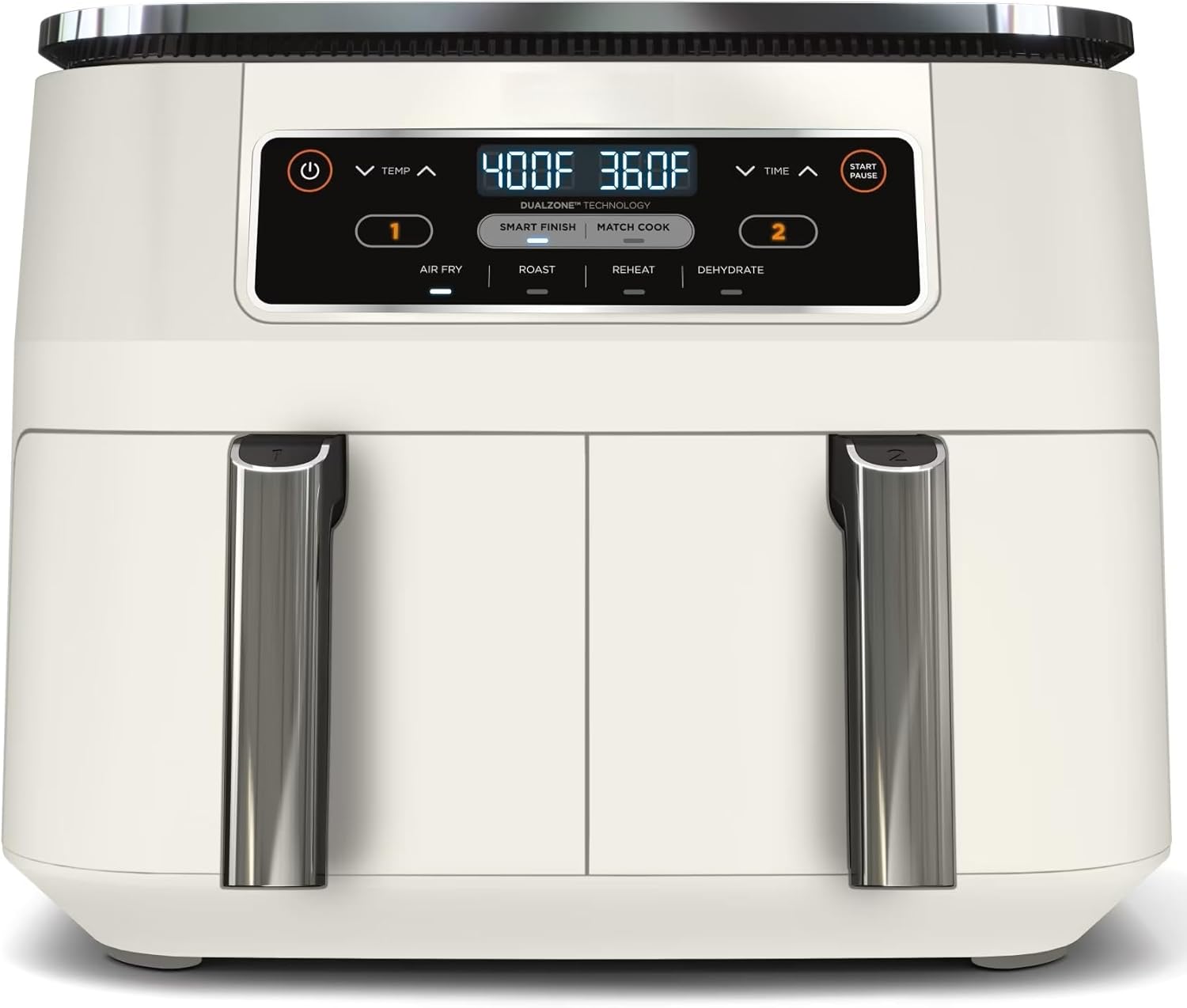 Ninja 4-in-1 Dual Basket Air Fryer with Smart Zone Divider – 8 Qt Family Size Capacity, Independent Temperature Controls & Digital Touch Panel – Air Fry, Roast, Reheat & Dehydrate Appliance, White