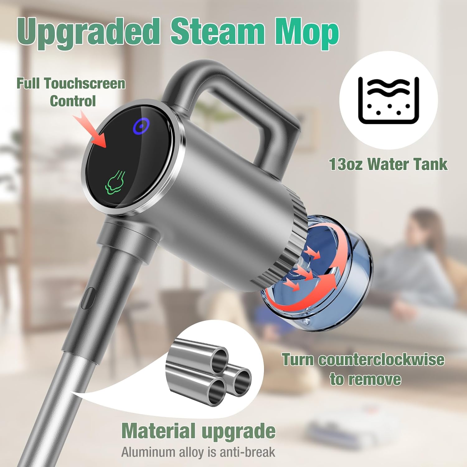 11-in-1 Steam Mop - Detachable Handheld Steam Cleaner with 380mL Tank, 260℉ Floor Steamer for Hardwood, Tile, Grout, Windows, Bath & Kitchen - 3-Level Steam Control, Multi-Purpose Floor Steam Cleaner