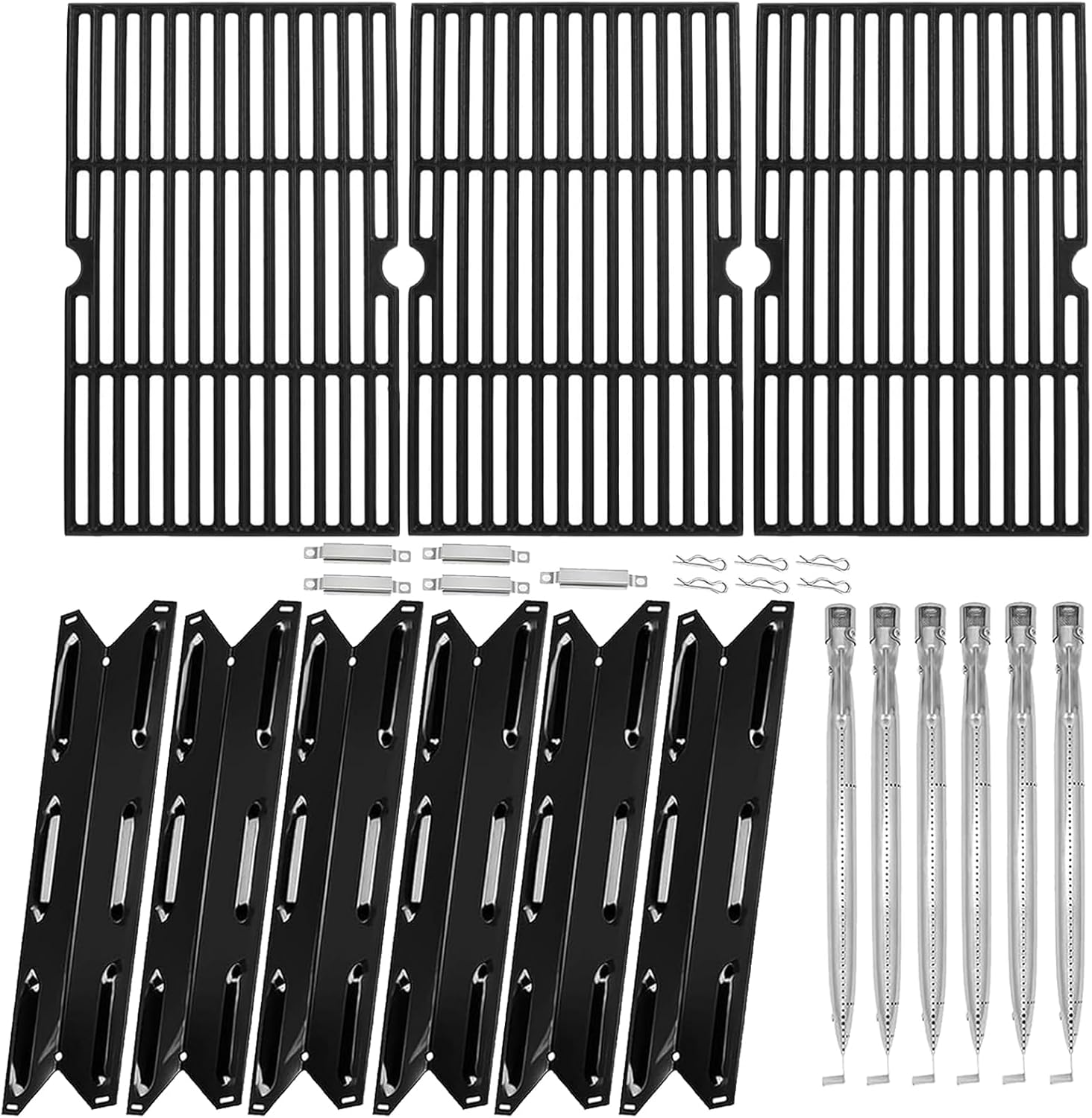 Grill Replacement Parts for Kenmore 6 Burner 146.23766310, 146.47223610, 146.23681310 Gas Grill, Grill Grates, Heat Plate Shield and Burner Tube Kit for Kenmore Replacement Parts 6 Burner