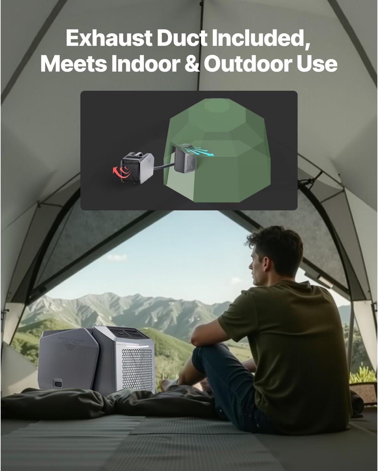 Happybuy 5000 BTU Portable Air Conditioner – 3-Speed Cooling Unit with 24H Timer & 16-32℃ Adjustment, AC/DC Compatible for Tent Camping, RVs & Home Use, Grey