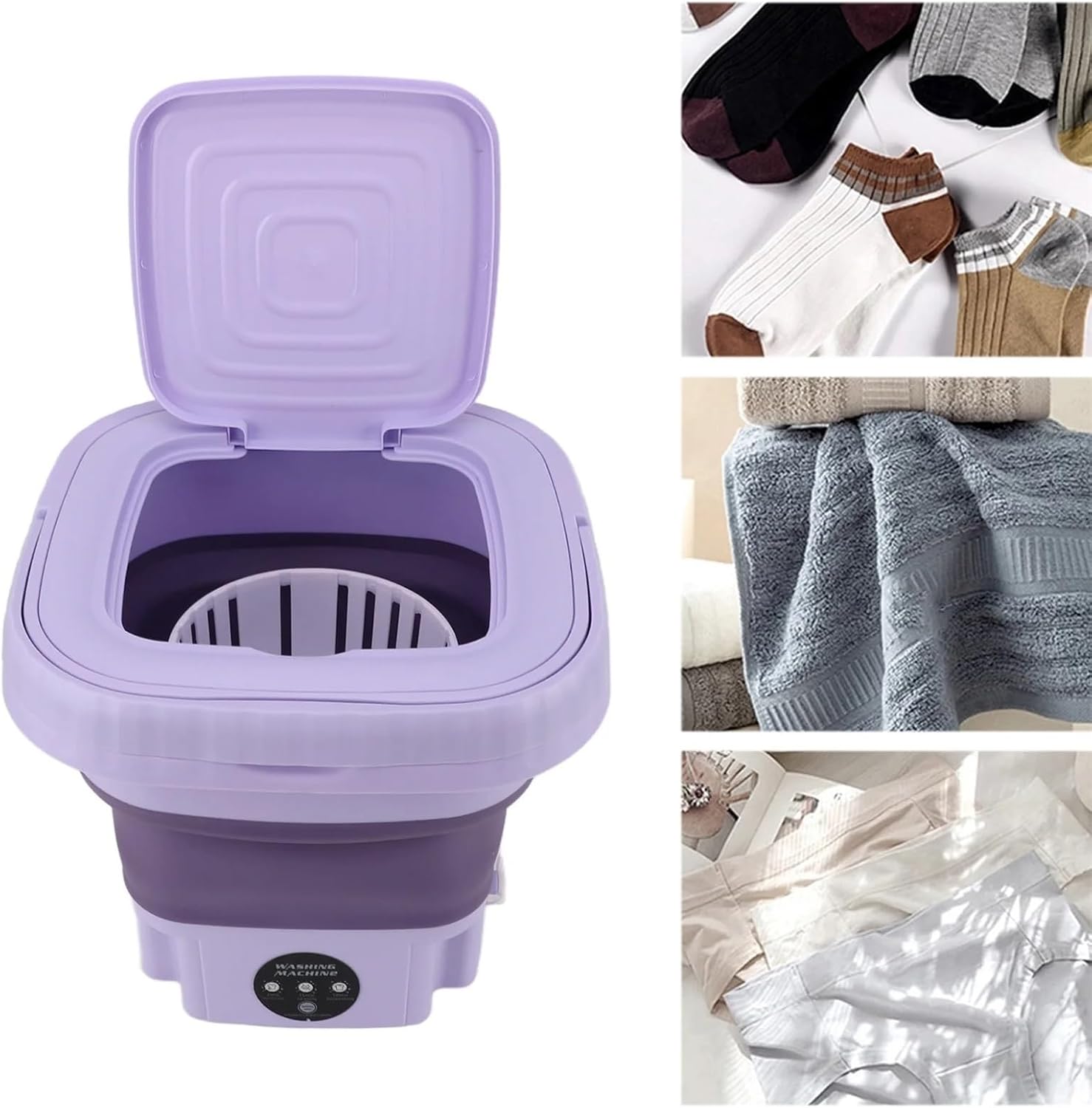 Compact Laundry. 8L Portable Small Foldable Washing Machine With Spin Dryer For Socks Underwear Panties Washer Household Mini .Portable(Green)