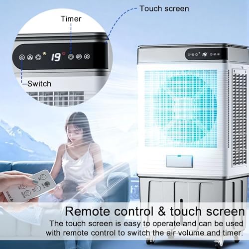 Swamp Cooler, Portable Evaporative Cooler with Remote, Air Conditioner Fan with 17.6 Gal Water Tank, 120° Oscillation, 3 Speeds, 4 Ice Boxes