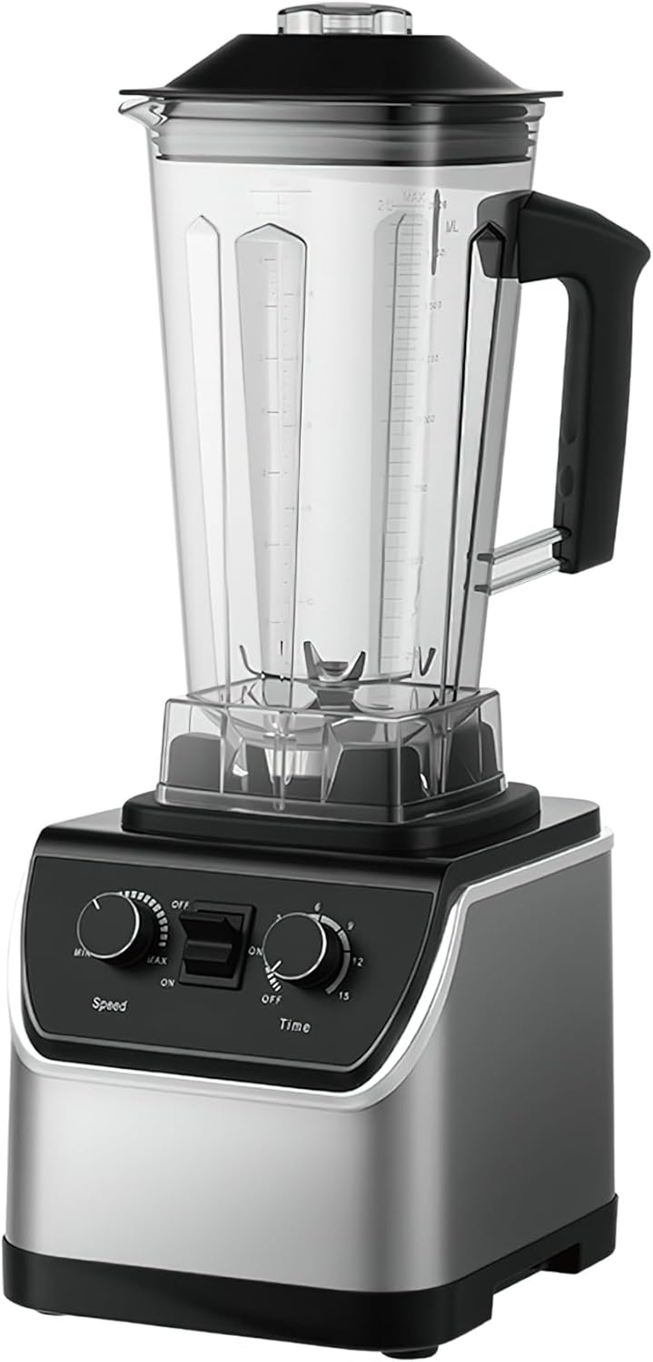 Professional High-Power Blender with 2L Capacity, Pure Copper Motor, Speed and Timer Controls,Black, 19.88x8.27x7.09 Inch