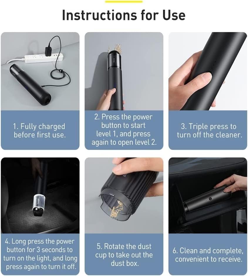 Car Vacuum Cleaner, Portable Cordless Car Vacuum Cleaner, Mini 15000Pa Handheld Car Vacum Cleaner W LED Light for Car Interior Cleaner