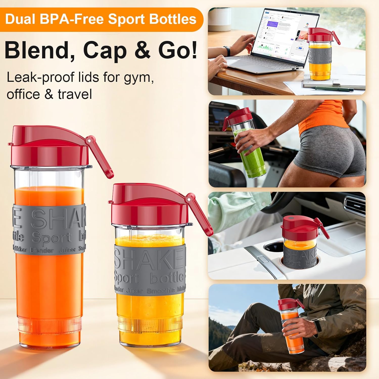 10 In 1 Personal Blender And Grinder Combofor Kitchen, Smoothie Juicer Machines Vegetable And Fruit, For Shakes And Smoothies, Smoothies Maker With 2 Portable Cup, Red