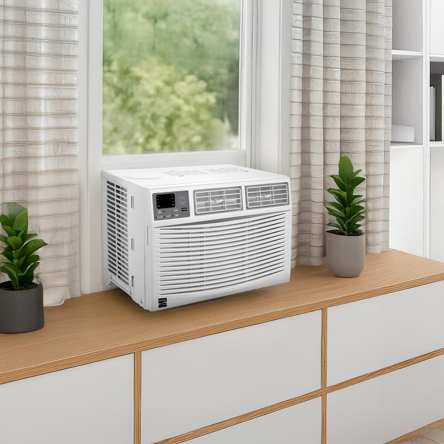 Kenmore KM10K-R 10,000 BTU Window Air Conditioner for Large Rooms up to 450 Sq. Ft. – Quiet Cooling, Remote Control, Easy Install, Energy Efficient, Digital Display, 3 Fan Speeds, Washable Filter