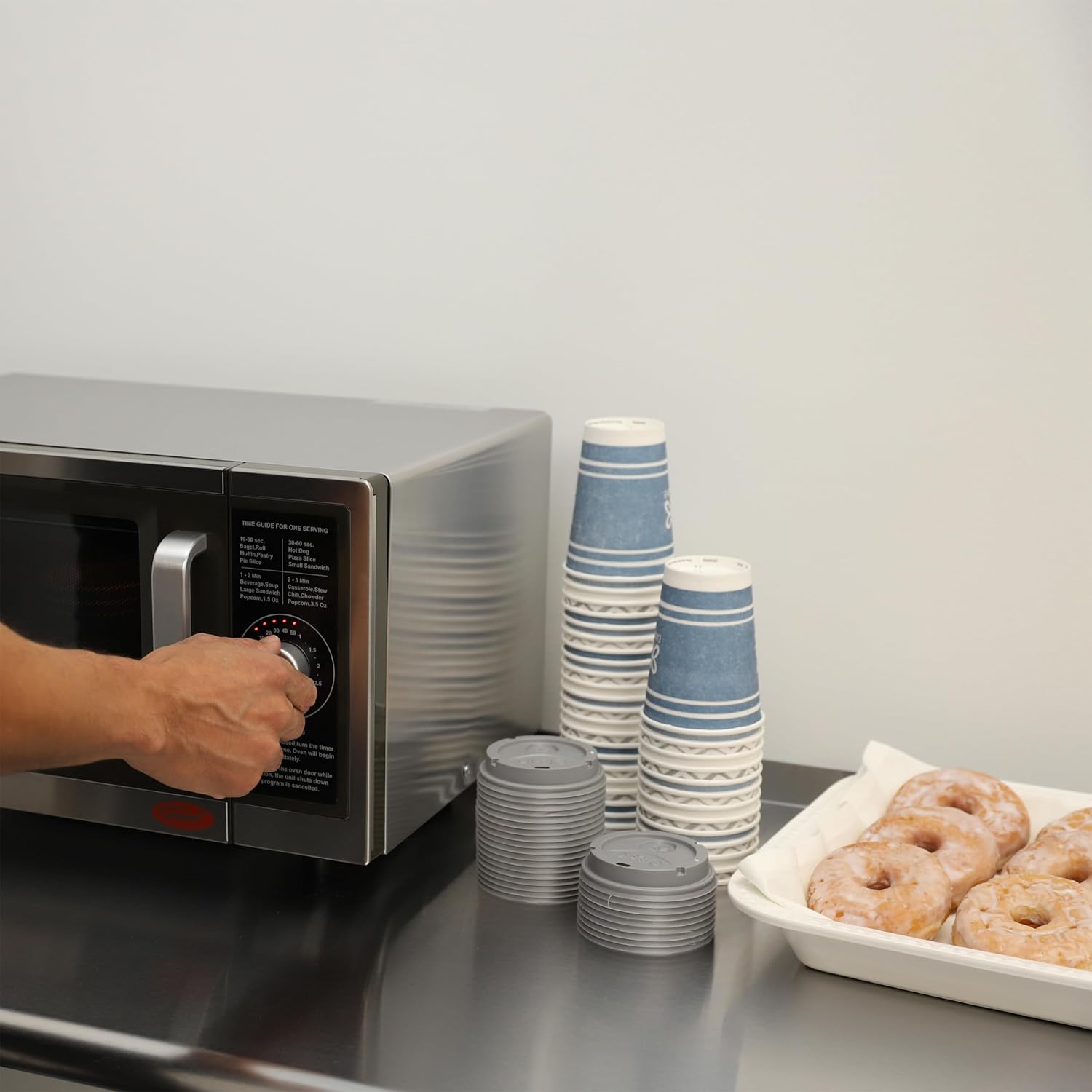 General Foodservice Commercial Microwave with Dial Control, 10 Seconds to 8 Minutes Time Increments, Countertop 120V/1000W, 1 cu.ft., Stainless Steel