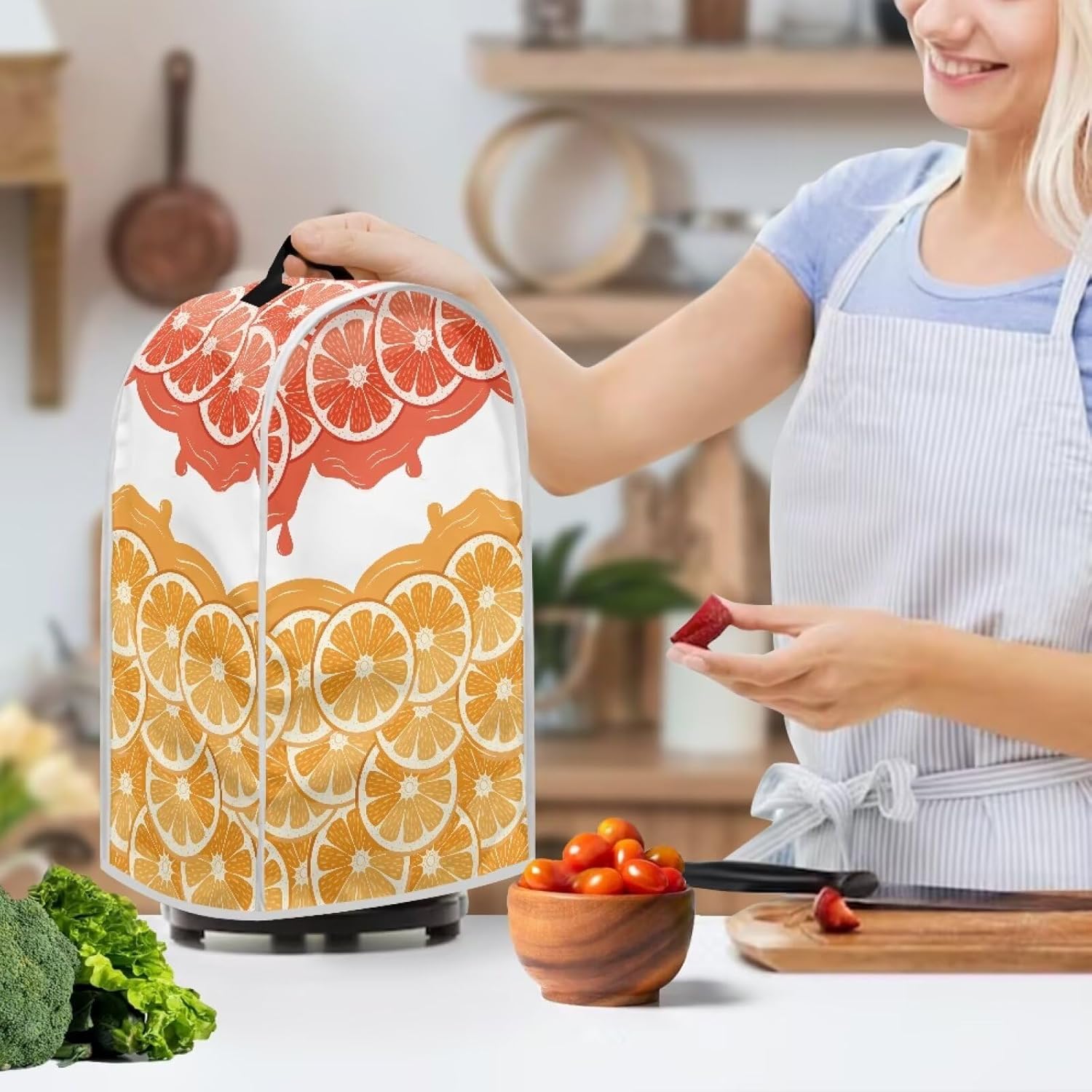Orange Sliced Juice Print Blender Protective Cover Stand Mixer Cover Kitchen Appliance Covers with Top Handle Food Processor Juicer Coffee Maker Cover Washable Reusable