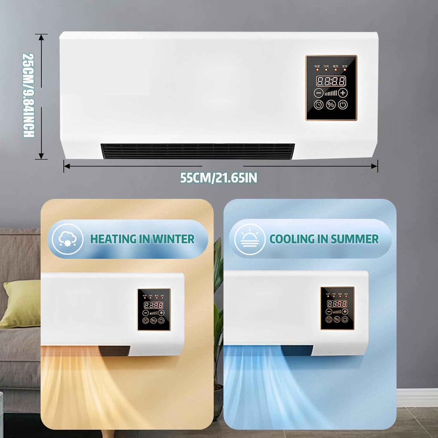 Climafy Air Conditioner,2 in 1 Portable Wall Mounted Air Conditioner, Portable Air Conditioning Split Max,No Installation Required, Quiet Operation, Timer, For Home or Office