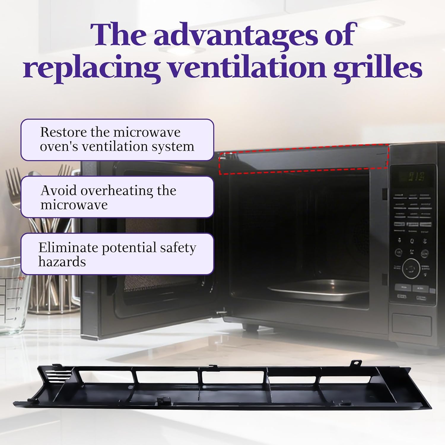 WB34X25406 Microwave Vent Grille, WB34X25406 Top Vent Grille, WB34X25406 Microwave Vent Kit Compatible with GE Replaces JVM3162RJ1SS, JNM3163DJ1BB, JNM3163RJ1SS, JNM3184DP8BB