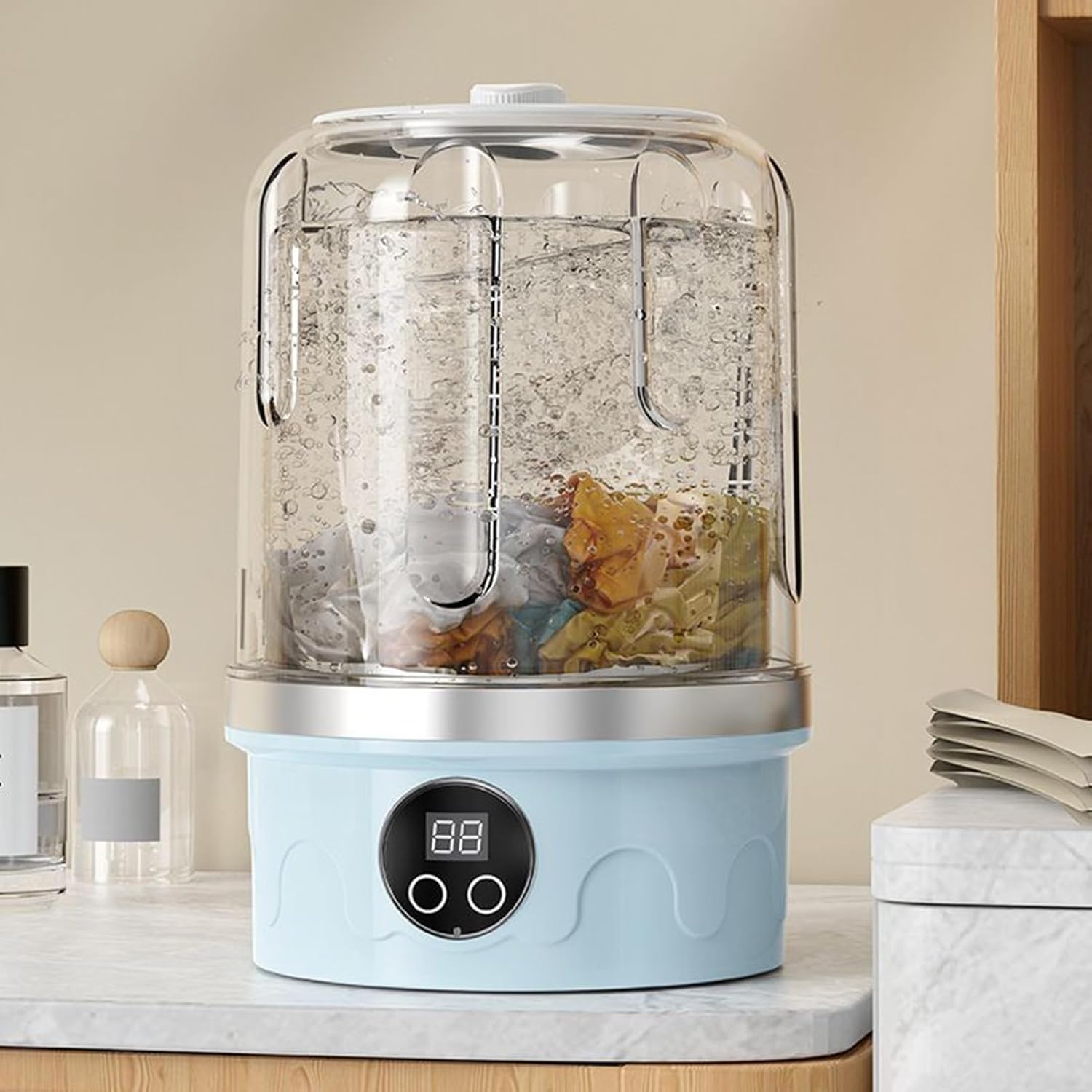 Underwear Washer - Rechargeable 3 Mode Portable Laundry Machine for Apartments, Compact Size with Easy, Washing Gadget for Camping, Travel, Rv, Dormitory and Daily Clothes, 5.59x8.35 Inches