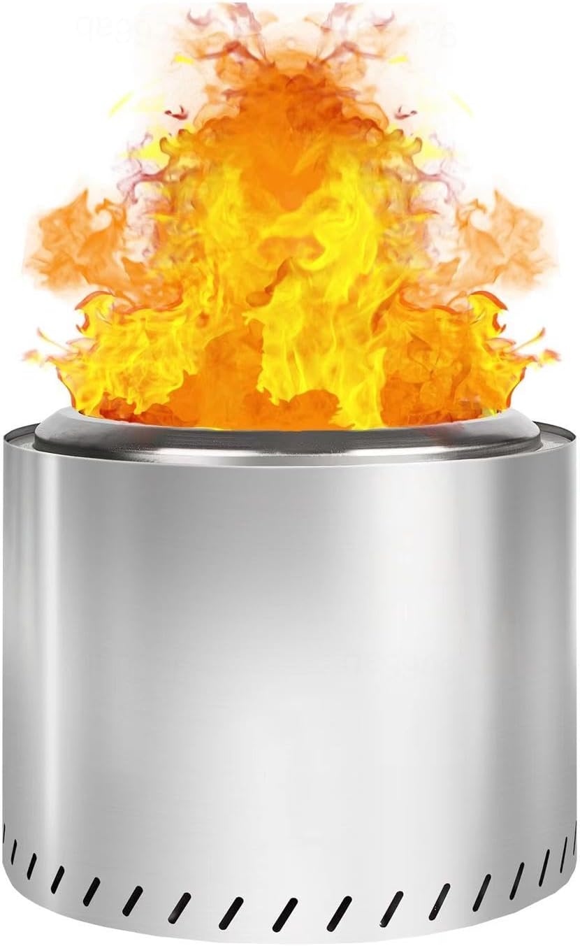 Smokeless Fire Pits 19.4 Inches Outdoor, Portable Firepit Durable Stainless Steel for Wood Burning, Smokeless Fire Pit for Patio Garden,Camping,Backyard