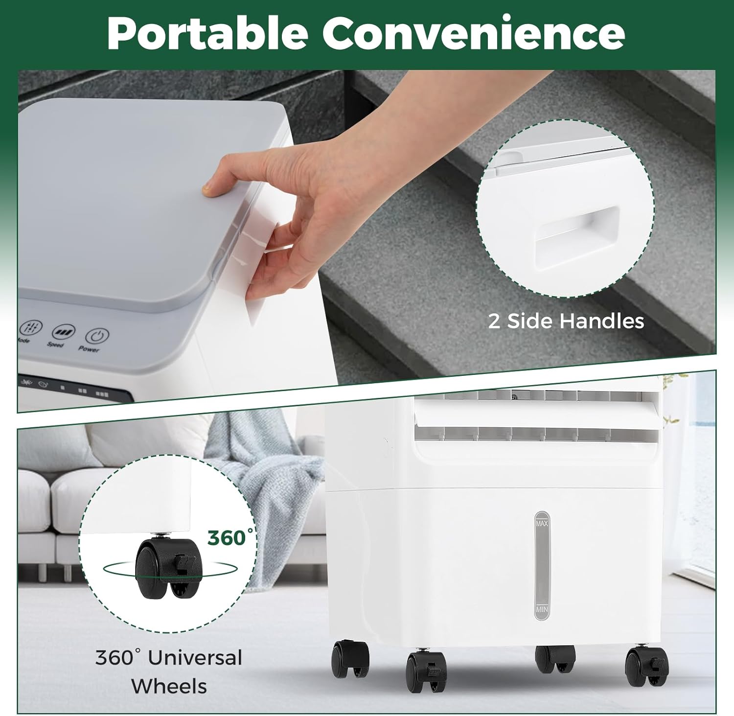 KOTEK Evaporative Air Cooler, 3-In-1 AC Fan with Humidifier, 3 Modes, 3 Speeds, 7H Timer & 1.6 Gal Water Tank, Remote Control, Led Display, Fast Cooling Air Cooling Fan for Home & Office