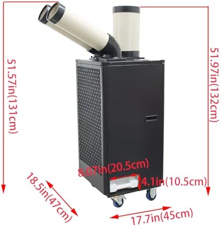 110V Industrial Air Conditioner 550m³/h Commercial Portable Industrial Spot Cooler 1100W Mobile Air Conditioner 12000BTU