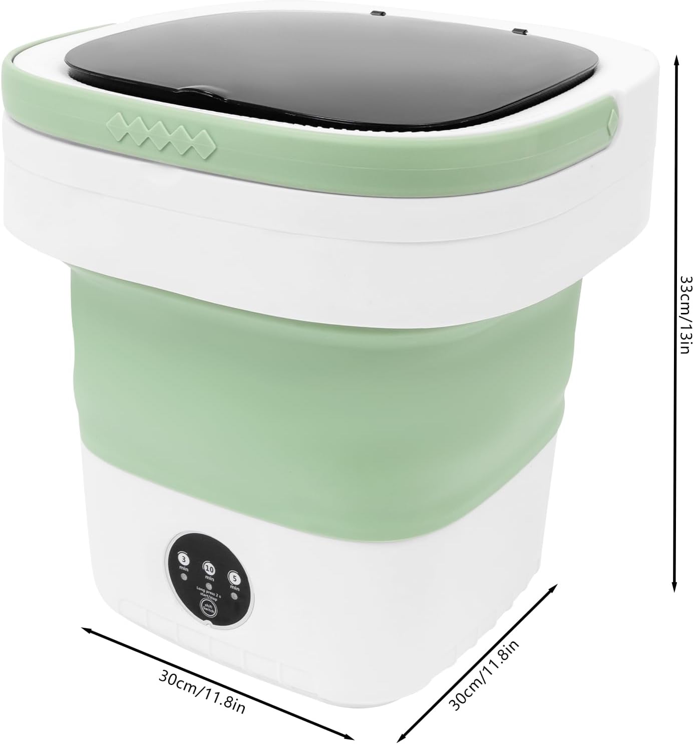 Portable Washing Machine 12l,Mini Washer,Large Capacity Folding,Simulated Handwashing Wheel Design/Blue Light Function For Deep Cleaning Of Underwear & Baby Clothing. (Green)