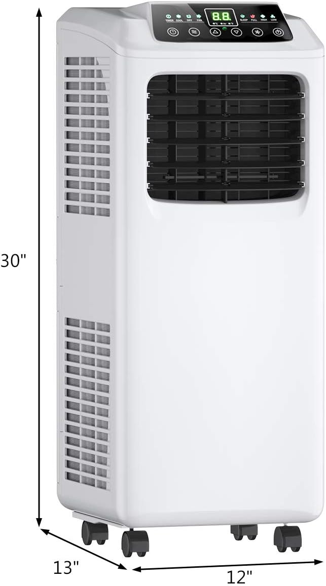 COSTWAY Portable Air Conditioners, 8000 BTU Air Conditioner Unit spaces up to 230 Sq.Ft with Remote Control Dehumidifier Function Window Wall Mount, 4 Caster Wheel, Sleep Mode and 2 Fan Speed