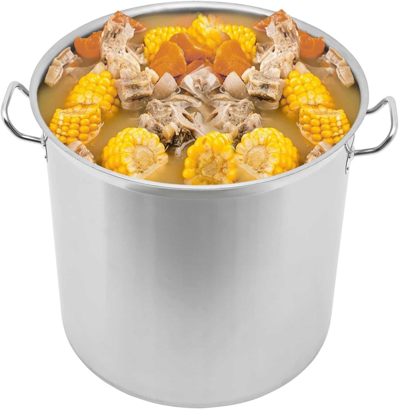 100QT Stainless Steel Stock Pot with Lid, Heavy Duty Steam Boil Brew Cookware, Induction Ready Soup Chili Crab Crawfish Kettle, Outdoor Turkey Fryer Camp Oven Brew Pot, Commercial Kitchen