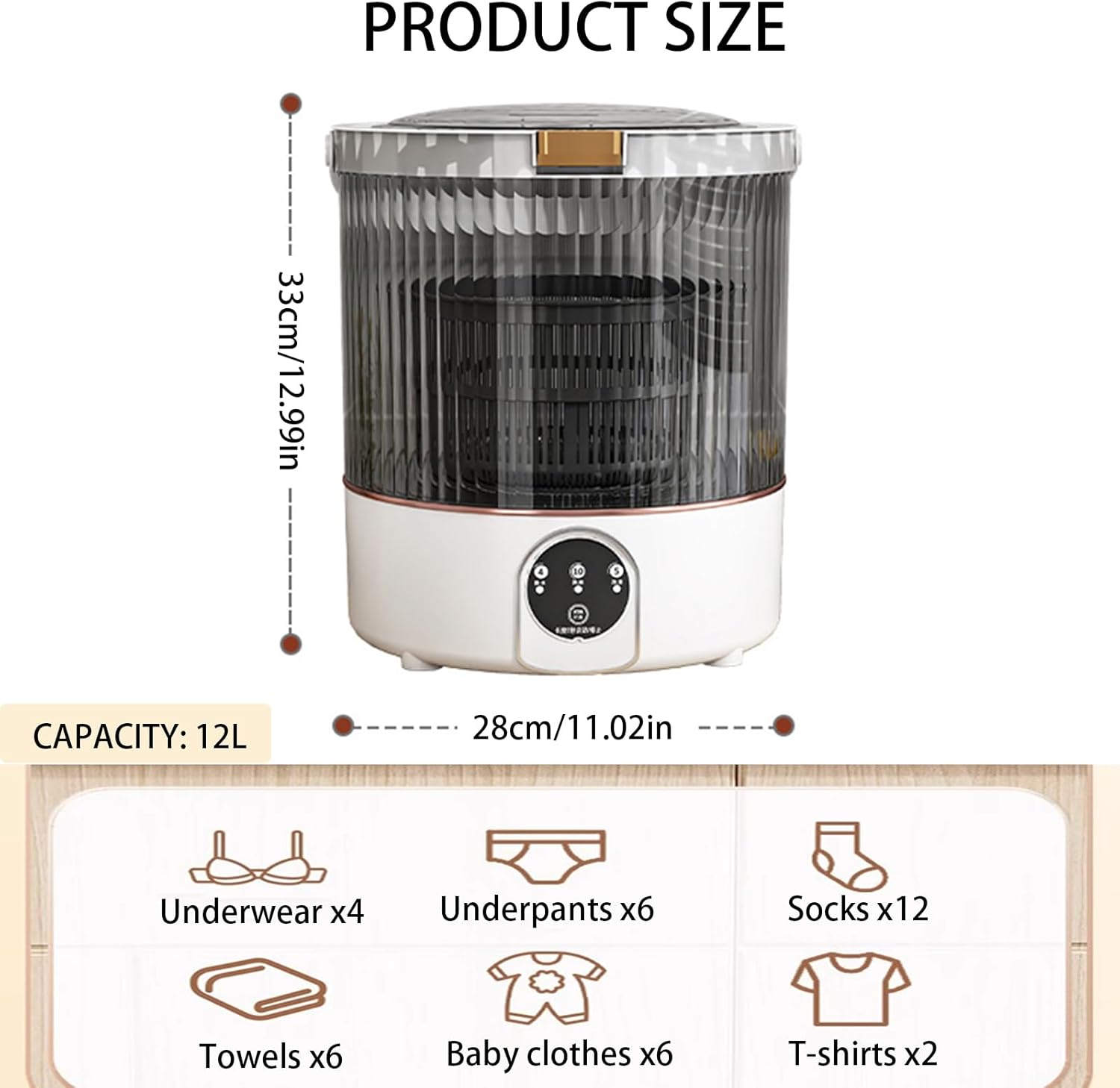 Mini Portable Washing Machine 12L Upgraded Large Capacity Mini Washer Dryer Combo for Underwear,baby Clothes Small Clothes Washing Machine Semi-automatic for Apartments,Dorm,Camping,Hotels Purple 12L