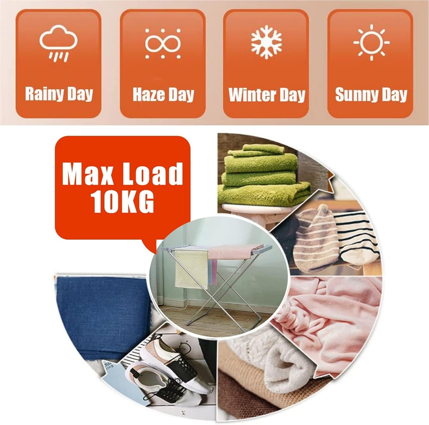 Portable Heated Airer Electric Clothes Drying Rack Energy Saving Folding Stand for Home Laundry Room. (A)