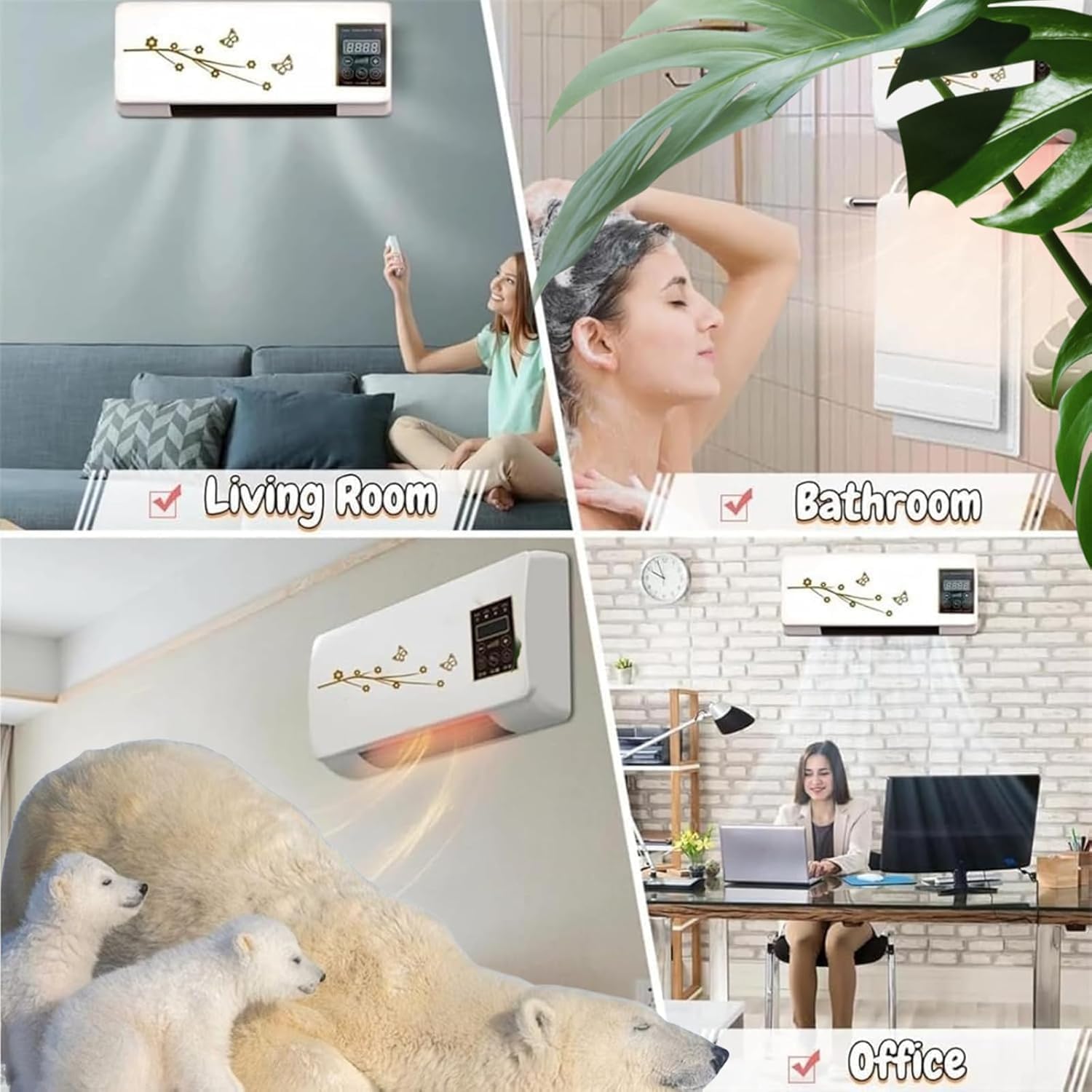 Portable Air Conditioner,Multifunctional Wall Air Conditioner, Super Quiet Fast Cooling/Heating for Room,Mobile Small Air Heater