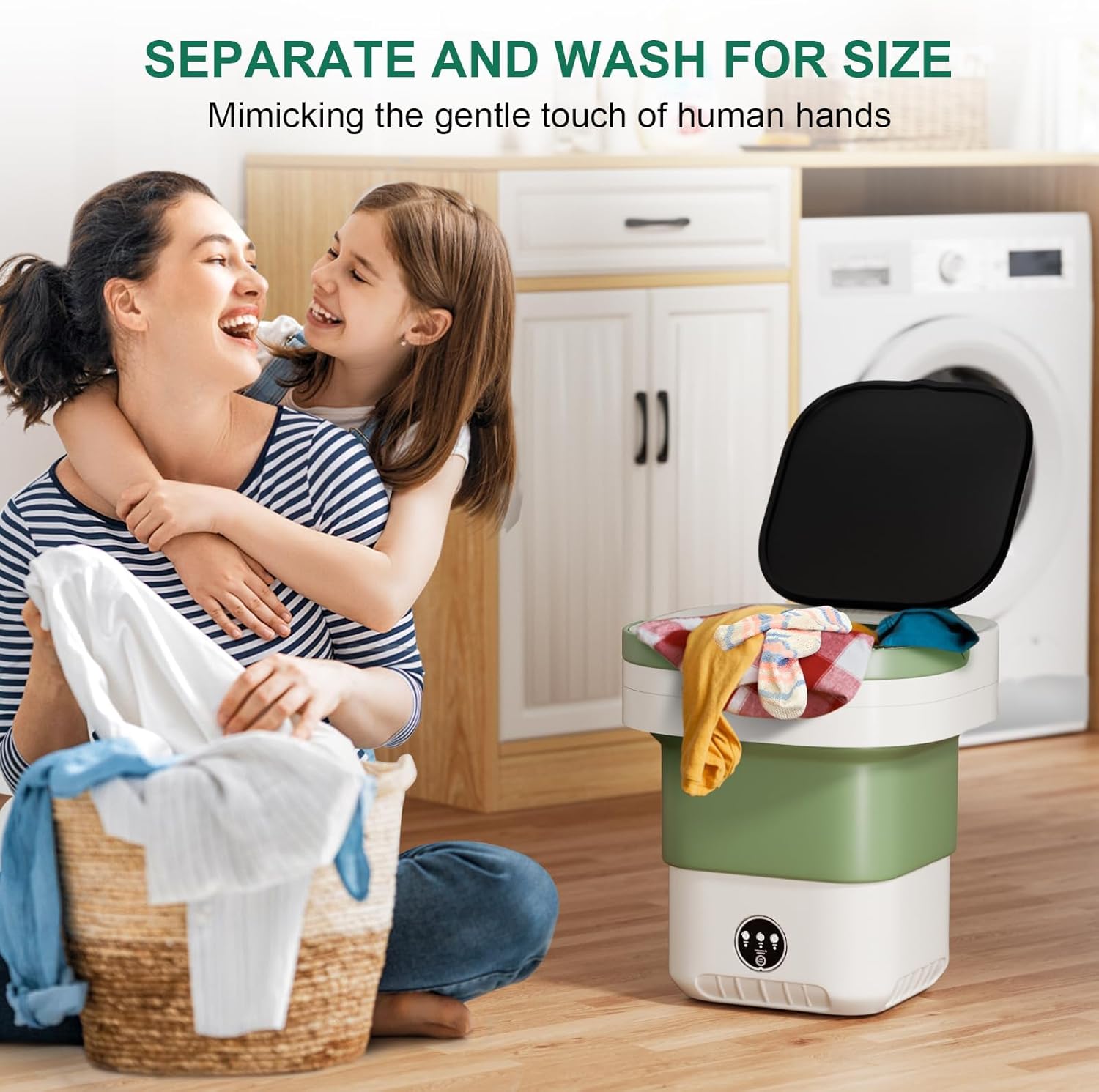 𝗨𝗽𝗴𝗿𝗮𝗱𝗲𝗱 13L Portable Washing Machine, Large Capacity Foldable Mini Washer and Spin Dryer with Deep Cleaning of Underwear, Baby Clothes and Small Clothes for Apartments, Dorm,RV, Travel