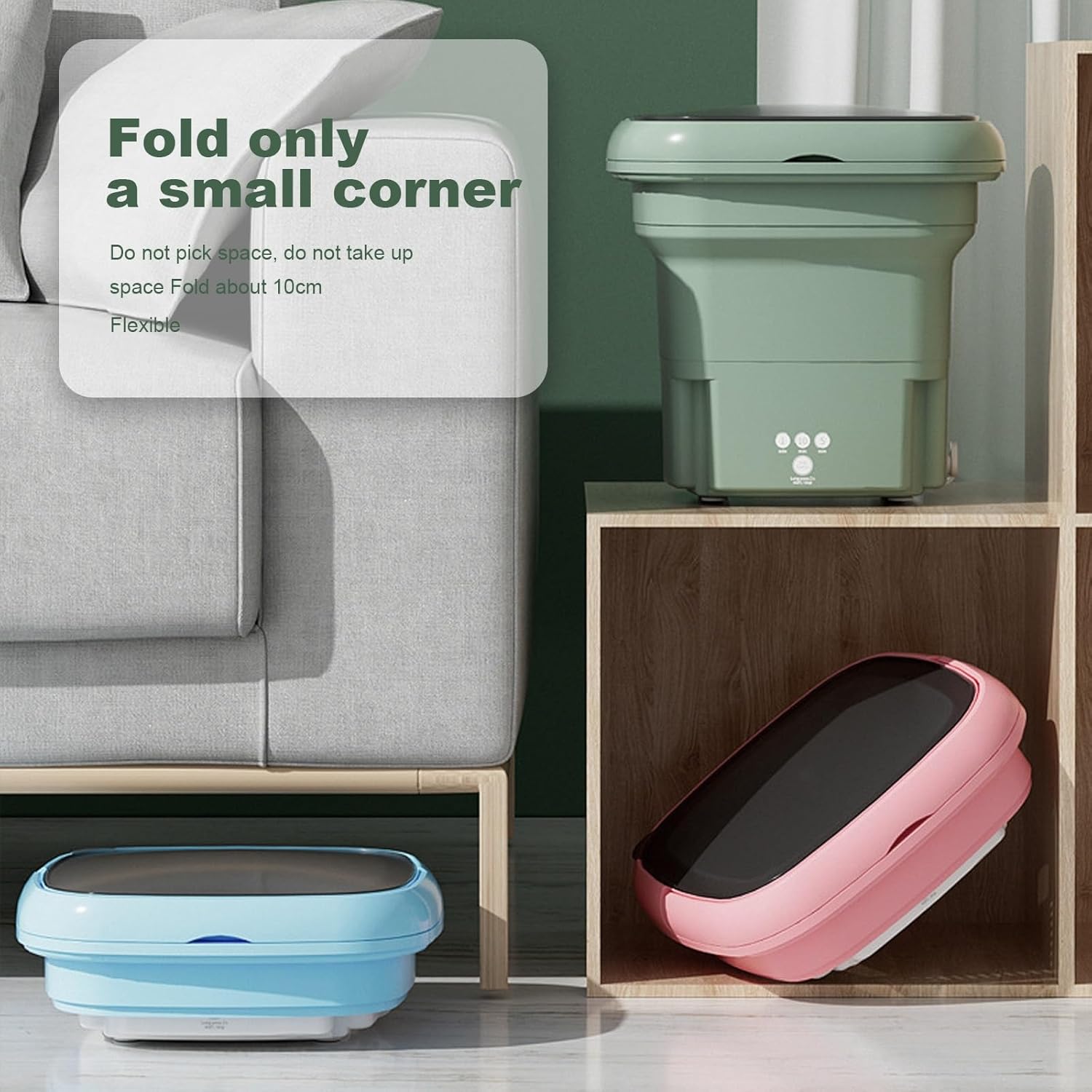 WHYATT Portable Mini Washer with 3 Modes,Foldable Deep Cleaning for Washing Small Pieces of Clothing, Baby Clothes,Underwear