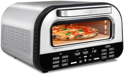 Gourmia Indoor Pizza Oven Air Fryer Toaster – 1800W Countertop Multi-Cooker with Pizza Stone, Digital Controls & 6 Presets, Stainless Steel