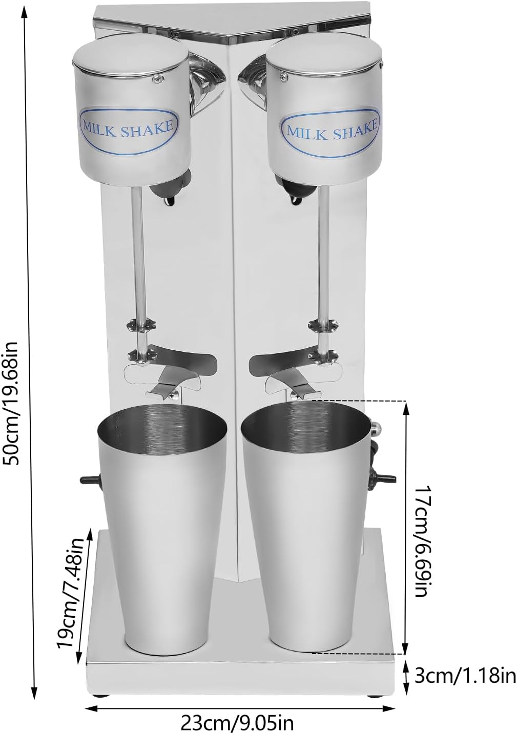 Commercial Milkshake Machine, Milkshake Maker, Electric Milkshakes Blender, 360W 16000RPM Stainless Steel Drink Mixer with Two 27.05OZ Cups for Milk Tea Coffee Shakes, 110V (dual-headed)