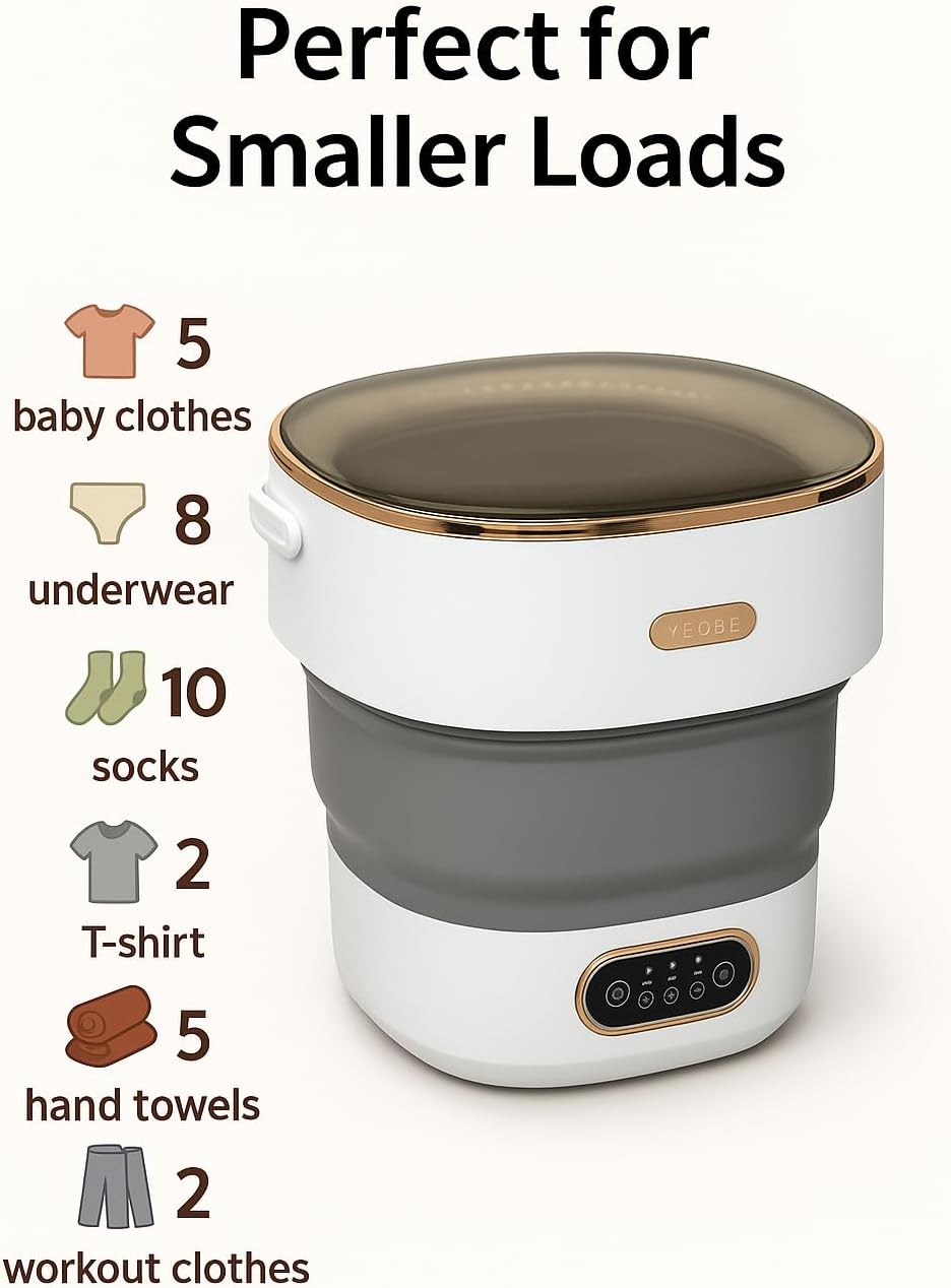 Portable Washing Machine, 17L / 4 Gal, Foldable Mini Washing Machine, Mini Portable Washer, Easy To Use, Quiet and User Friendly, Great for Dorms Small Apartments Travelling, 3 Modes