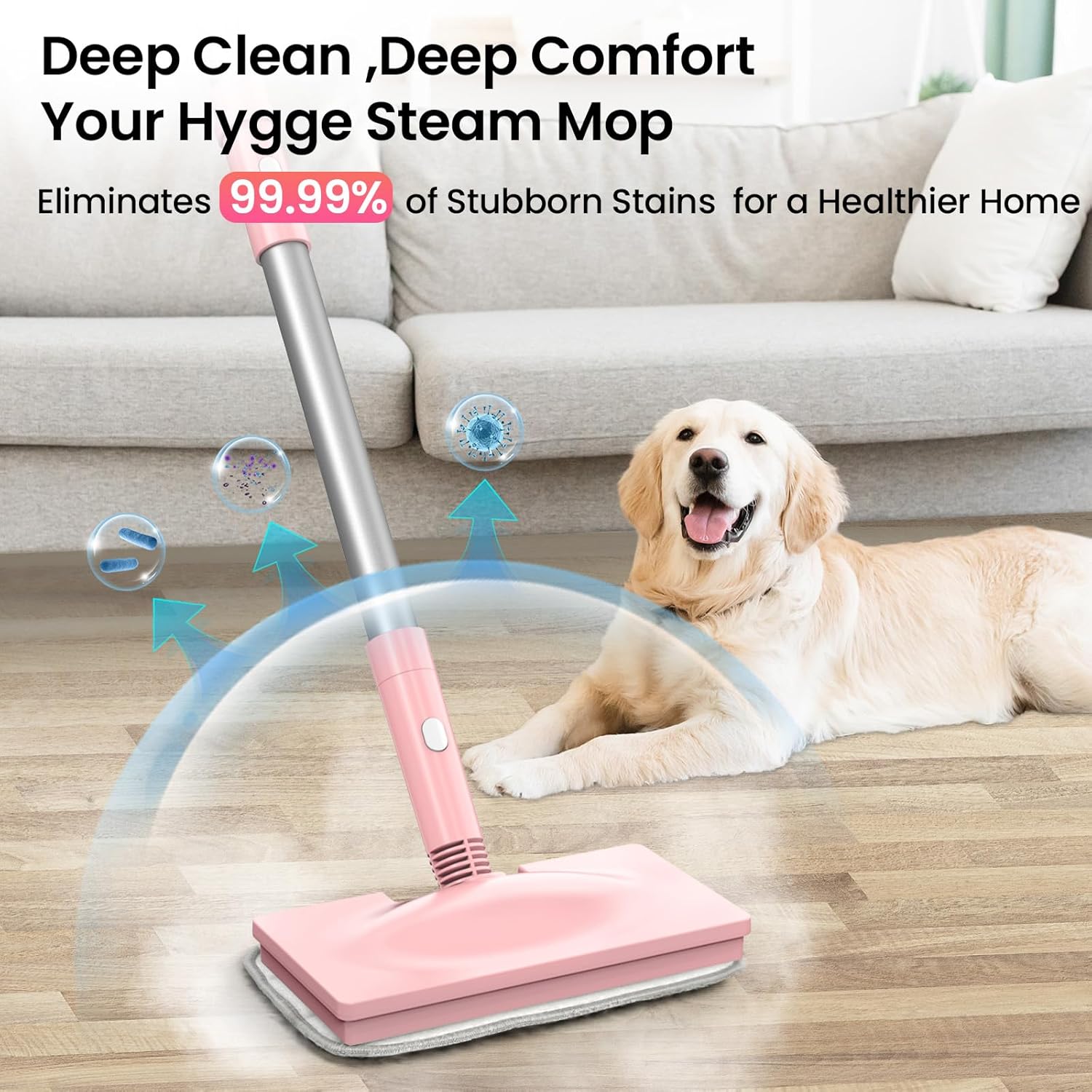 Z7 Steam Mop for Floor Cleaning, 13-in-1 Handheld Steam Cleaner for Home Tile Grout Hardwood Laminate Furniture Couch Clothes Carpet, Multi-Purpose Floor Steamer Machine, Corded (Pink)
